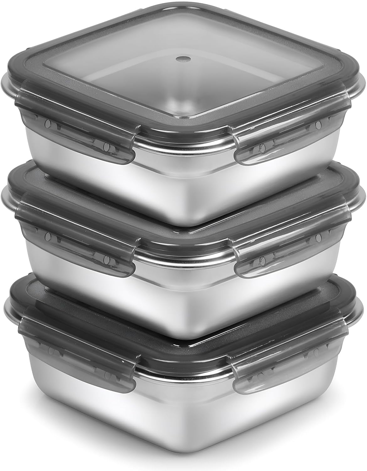 3 Pack Sandwich Containers, 24oz Stainless Steel Sandwich Box with Airtight Lids, Reusable Metal Mea