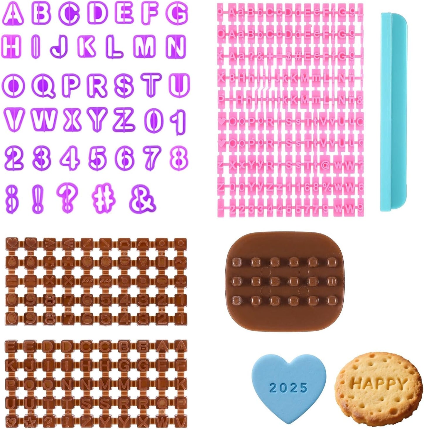 212 Pcs Letter Stamps for Clay, Pottery Name Alphabet Cookie Stamps Molds for Cake Baking Chocolate,