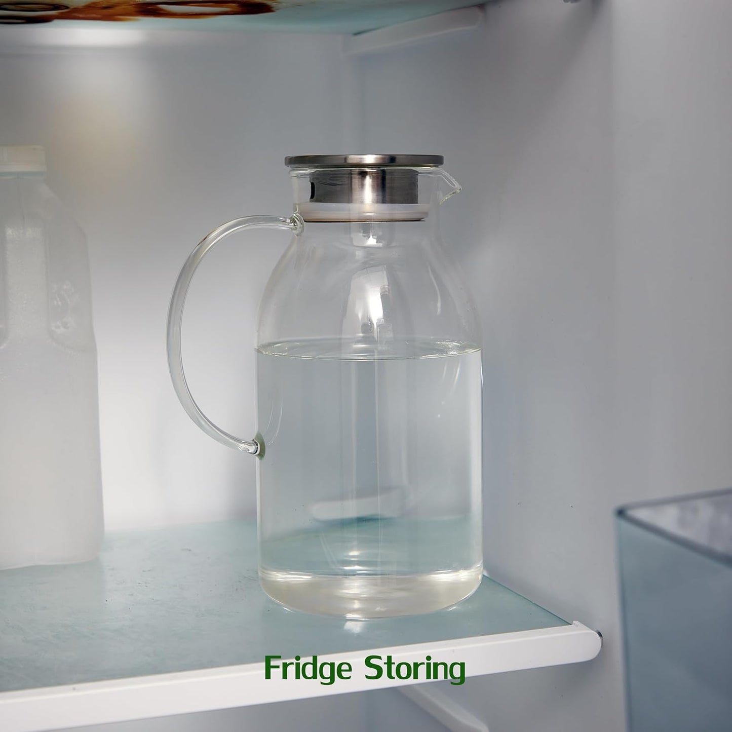Karafu 2.4L Heat Resistant Glass Pitcher with Lid, Water Iced Tea Jug
