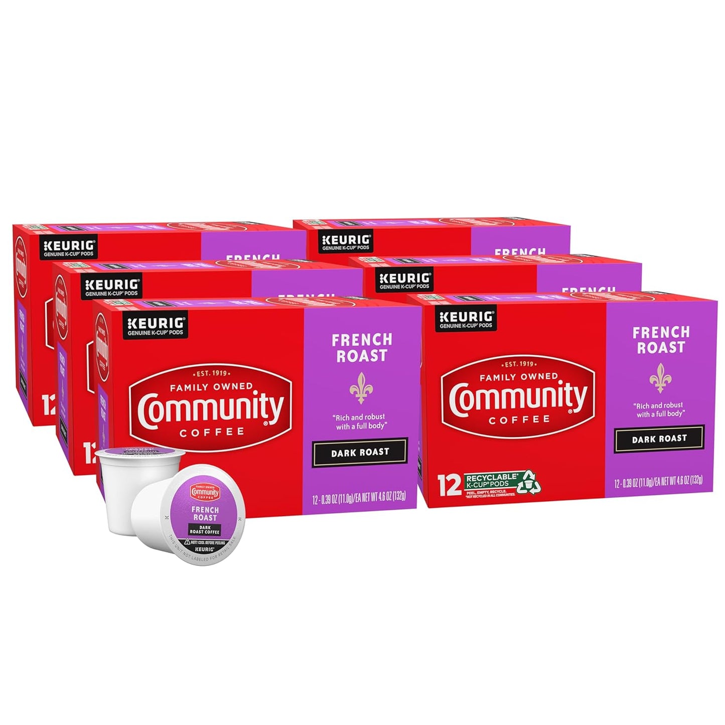 Community Coffee French Roast 72 Count Coffee Pods, Extra Dark Roast, Compatible with Keurig 2.0 K-C