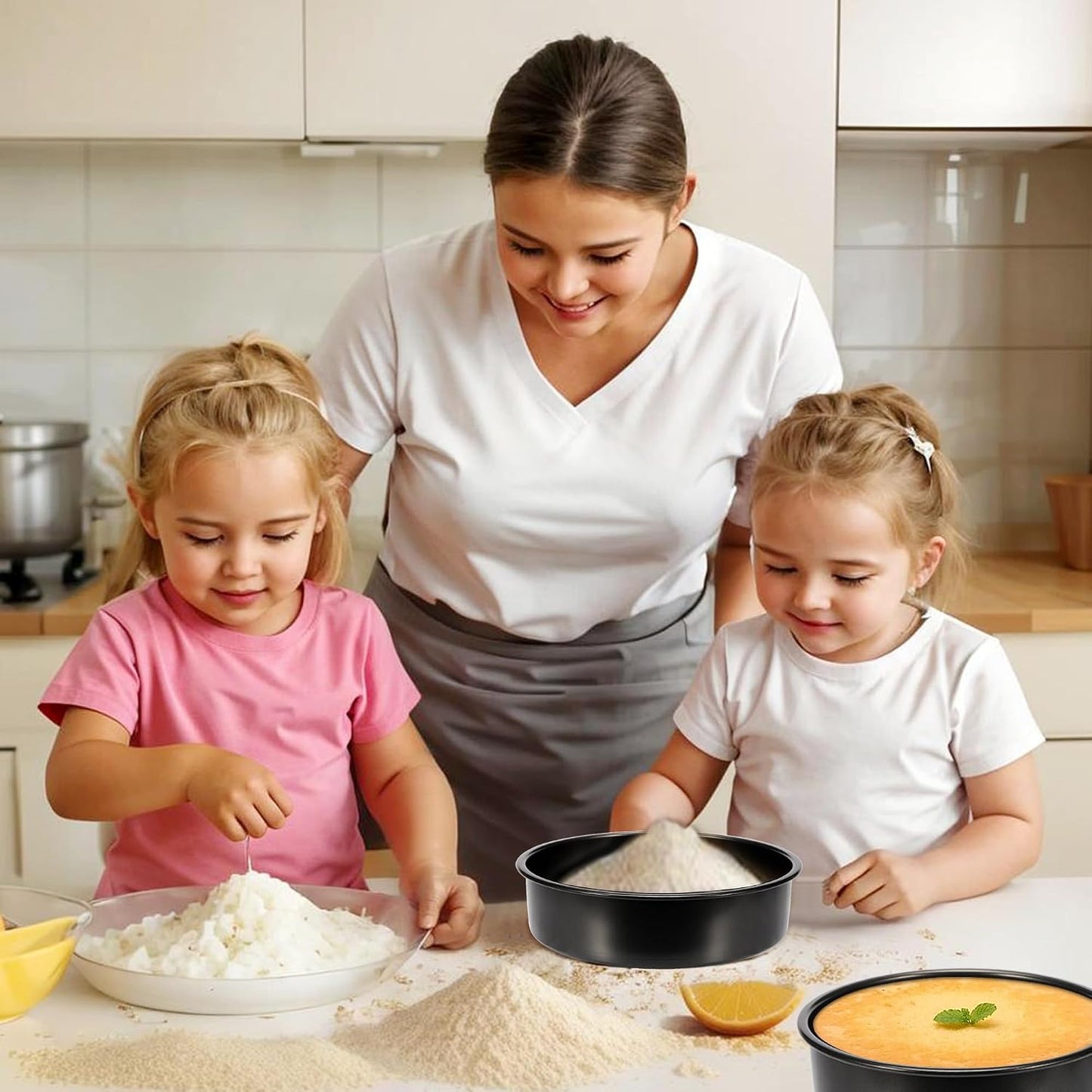 AWTBDP 6 Inch Cake Pans,3PCS Smash Cake Pans with 100PCS Parchment Paper | No-Stick Round Small Cake Pans Set for Baking Layer Cakes, Sturdy Baking Pan Set for Christmas Birthday, Dishwasher Safe