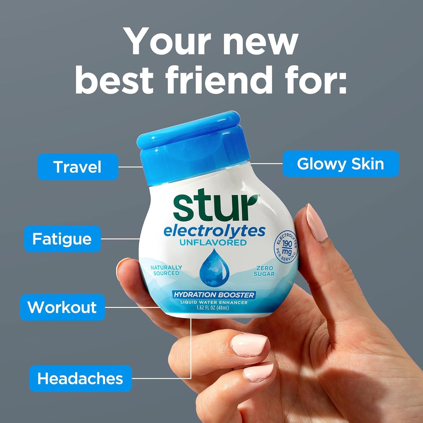 Stur Electrolyte Drops | Trace Minerals for Instant Hydration | No Sugar, No Sweeteners | Zero Calories | Unflavored Liquid Water Enhancer | Vegan & Keto Friendly | 5 Bottles (Makes 160 Drinks)