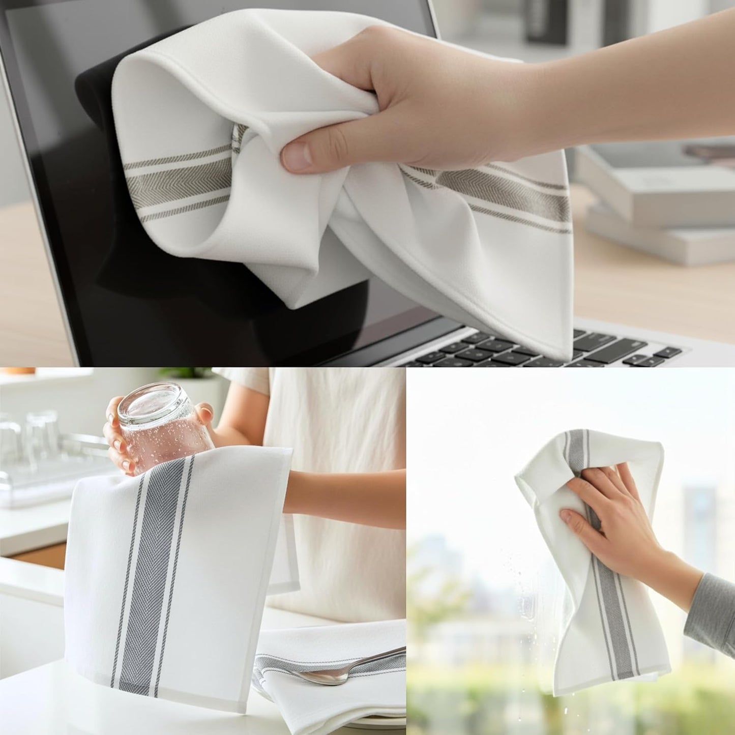 Flour Sack Towels | Tea Towel for Crafts | Cotton Dish Towels| Reusable Bulk Cleaning Cloths Grey Hand Towels| Soft Super Absorbent Quick Dry Dish Rags Machine Washable 6 Pack 15" x 25"