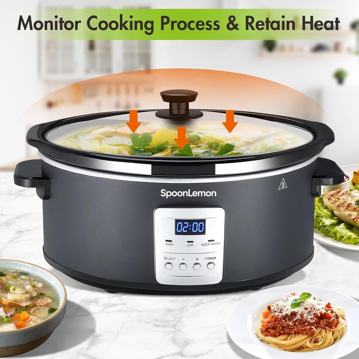 7 Quart Slow Cooker, Electric Slow Cooker Oval with Nonstick Removable Inner Ceramic Pot, Programmable with 3 Temp Settings