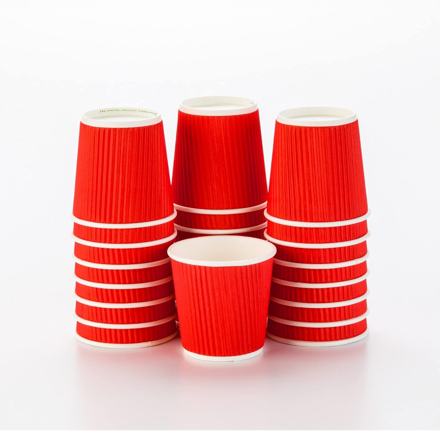 500-CT Disposable Red 4-OZ Hot Beverage Cups with Ripple Wall Design: No Need for Sleeves - Perfect