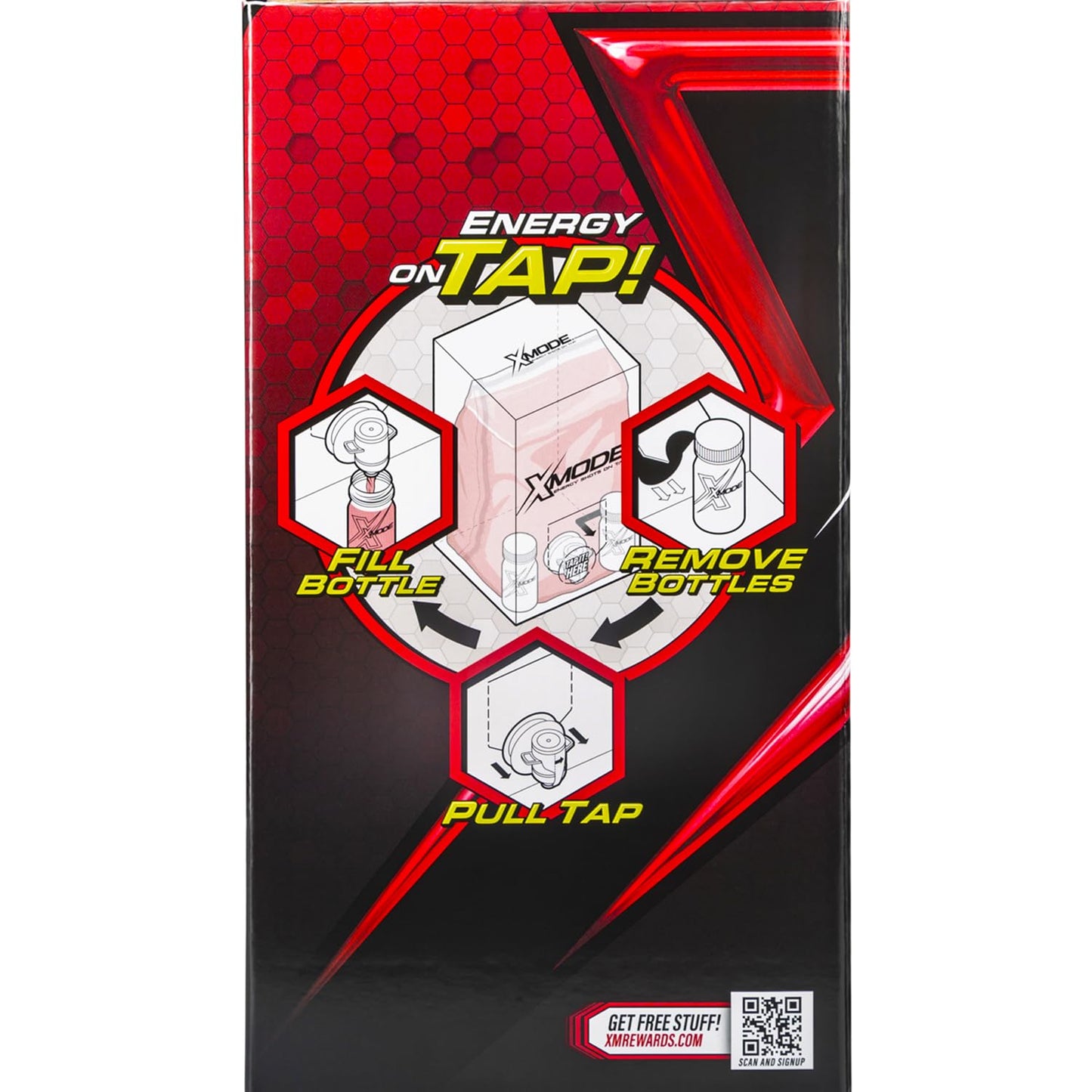 XMODE Extra Strength Energy Shots on Tap – Cherry Bomb Flavor, Sugar Free, 150mg Caffeine per oz, B12, 100 (1oz) Servings, Dispenser with 2 Refillable Bottles