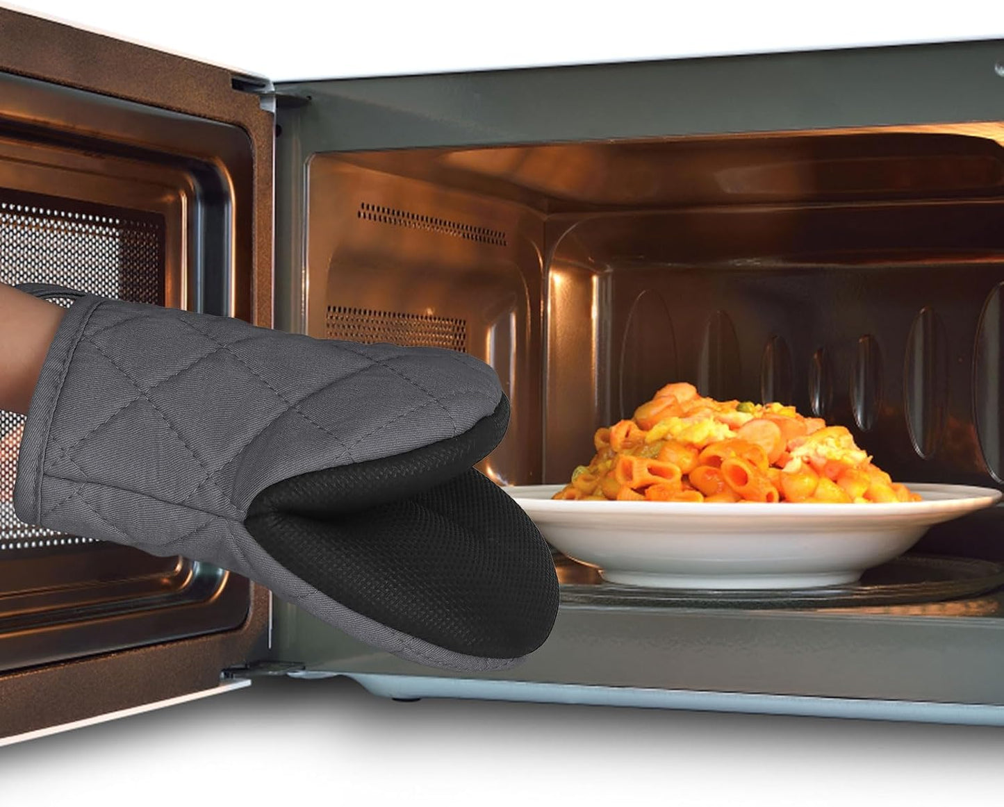 Goldmeet Mini Oven Mitts 2-Pack, 7"x5.5", 500°F Silicone Grip, Cement Gray