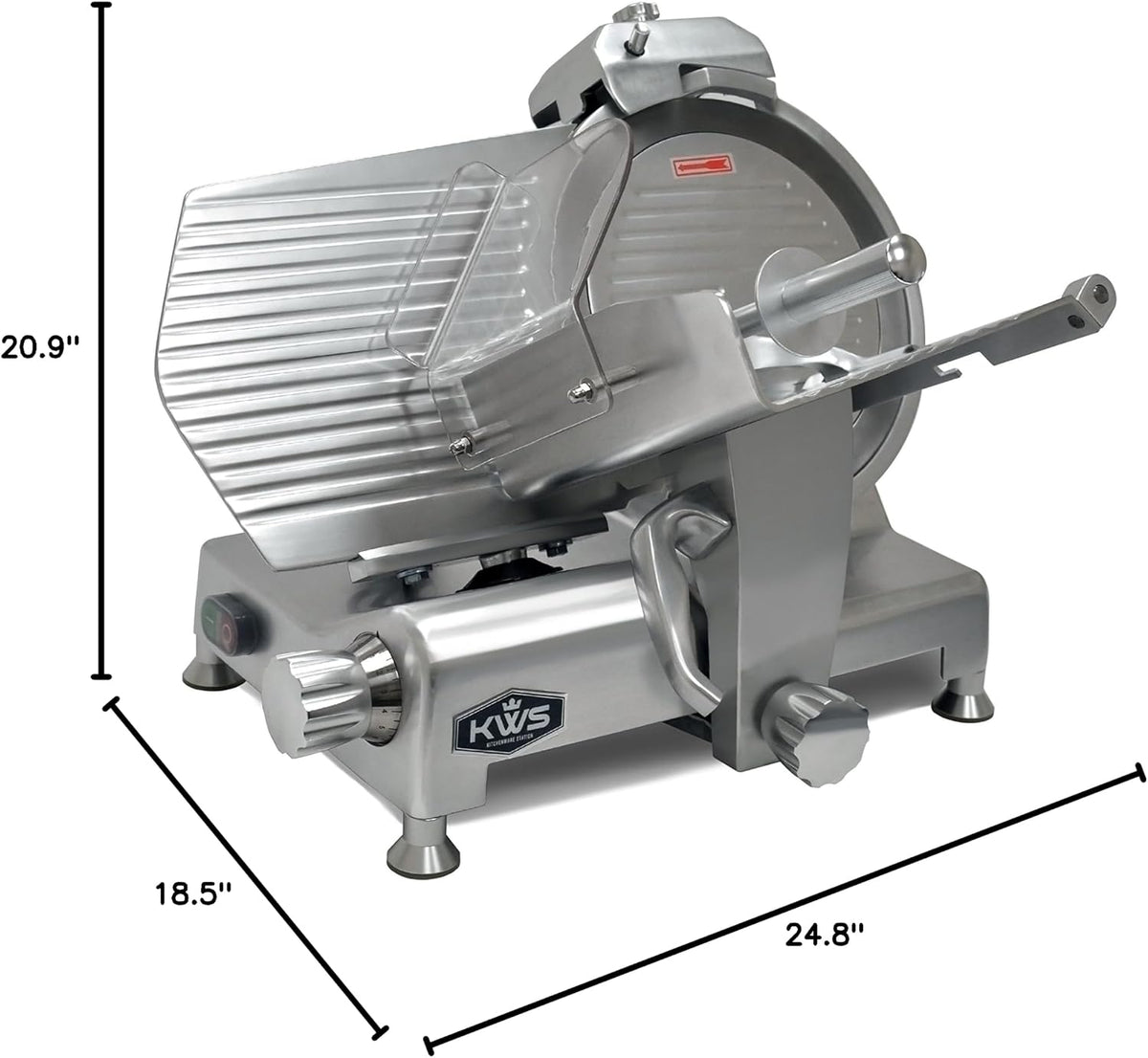 KWS KitchenWare Station 420W 12" Commercial Meat Slicer MS-12DS Anodized Aluminum Base with Stainless Steel Blade + Blade Removal Tool, Frozen Meat/Cheese/Food Slicer Commercial and Home Use