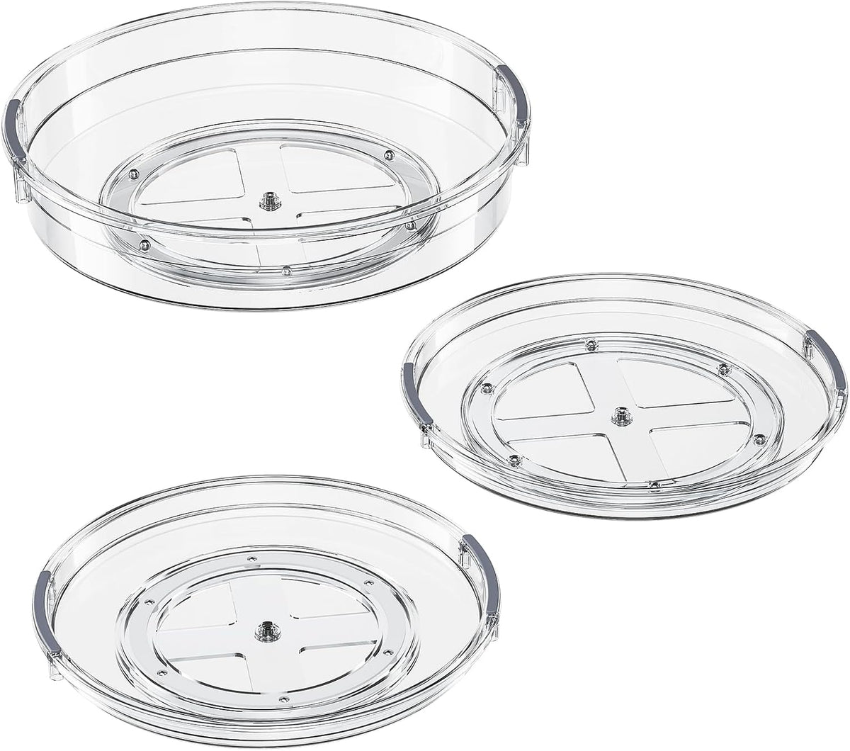 LAMU 3 Pack Lazy Susan Organizer Turntable for Cabinet, Rotating Condiment Organizer for Kitchen Pantry Organizers and Storage, Table Top, Fridge, Countertop, Spice Organization, 9.25'' 10.6'' 12''
