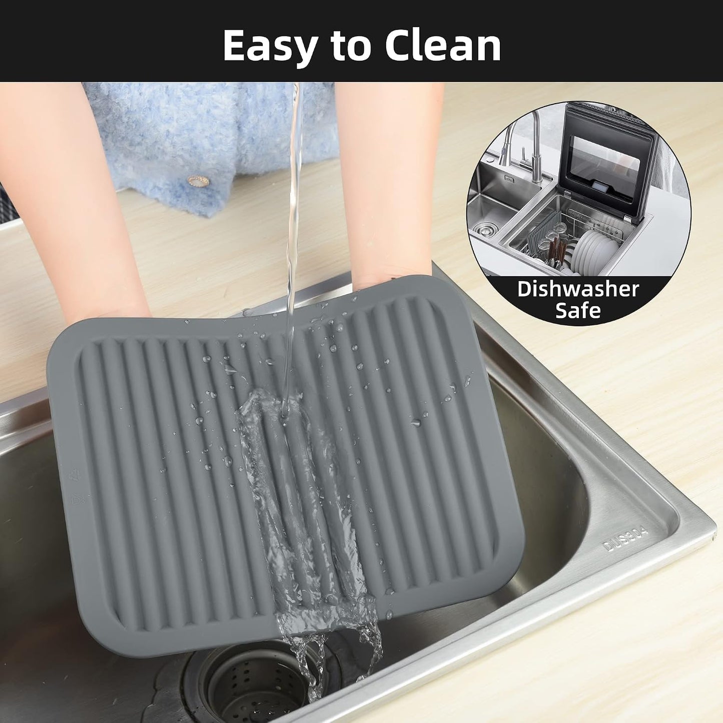 Trivets for Hot Dishes, Silicone Trivets for Hot Pots and Pans, Heat Resistant Hot Pads for Kitchen Counter, 2 Pcs Multi-Purpose & Versatile Trivet Mat (9"x12")(Light Grey)