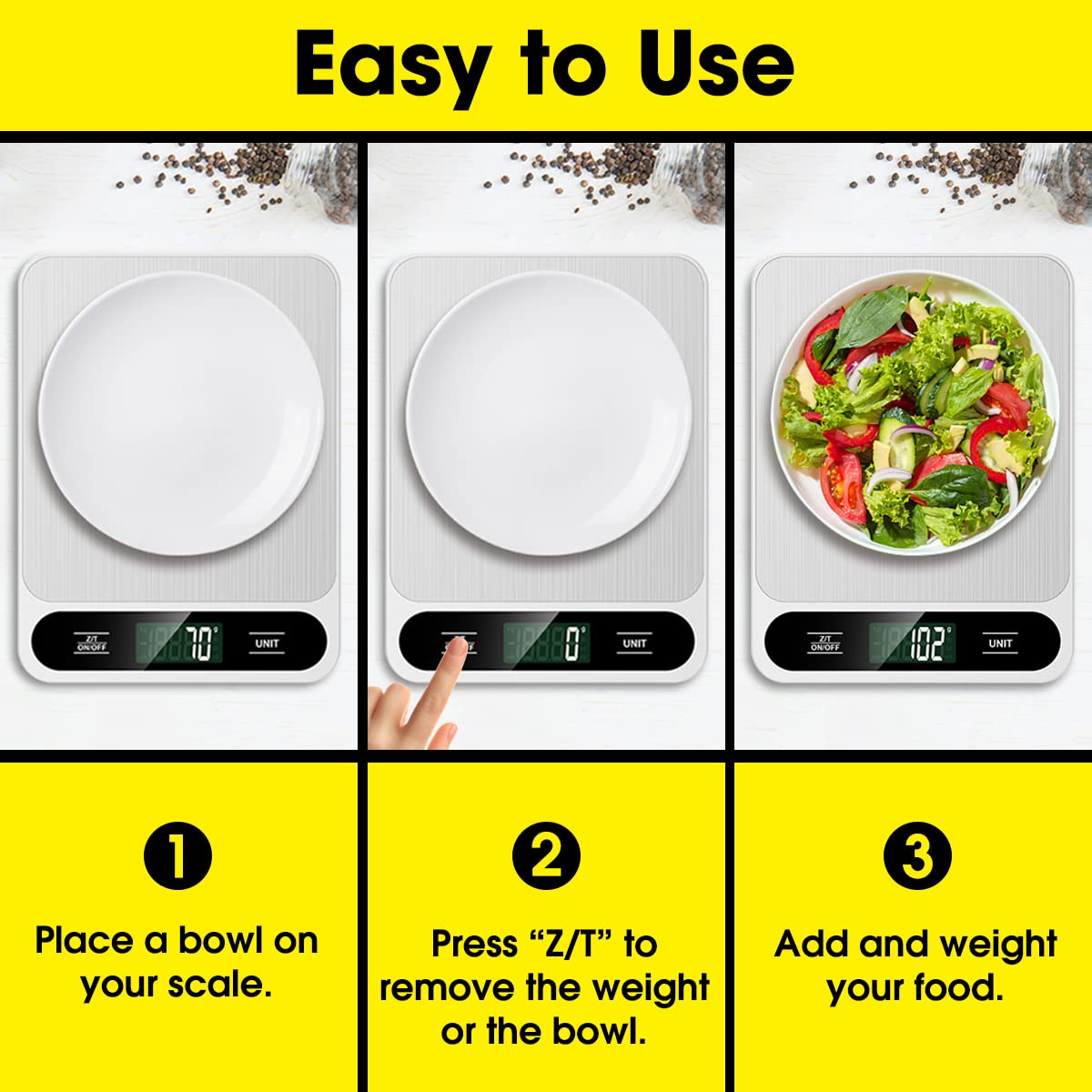 Mik-Nana Food Scale White, 22lb/10kg Digital Kitchen Scale Grams and Ounces