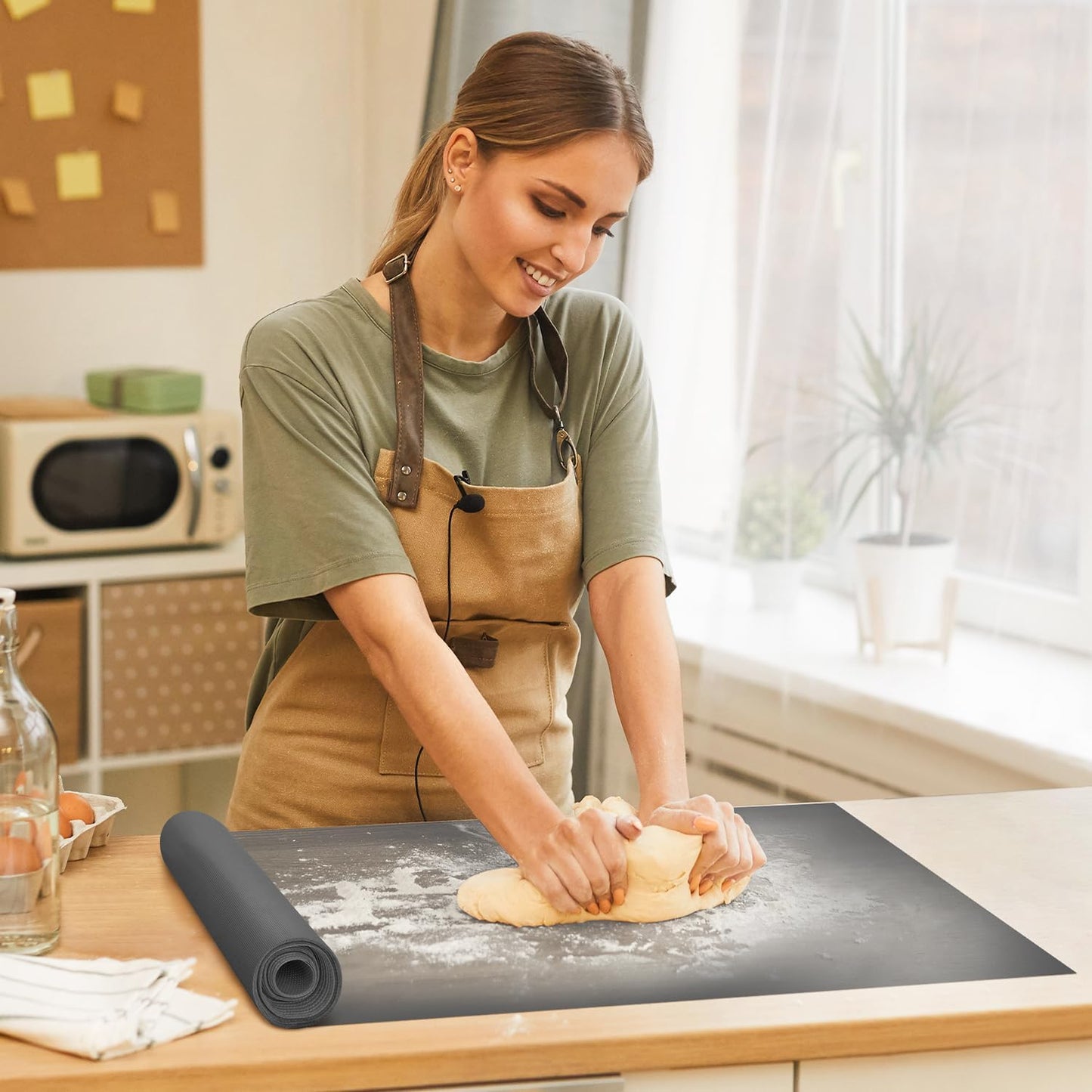 Silicone Baking Mat Roll -Reusable & Best German Silicone Mat Roll-Heat Resistant Freeze Dryer Mat Non Stick Pastry Mat Dough Rolling Mat, Non Slip Countertop Protector Mat, Cut to Size Silicone Mat