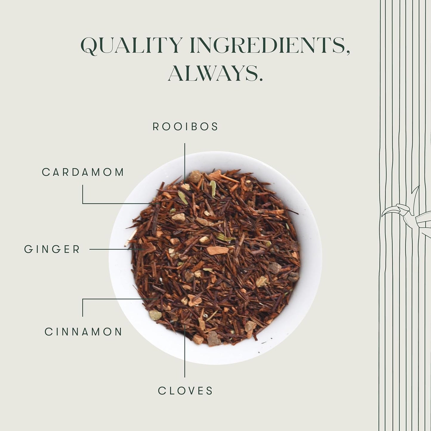 Luxmi Estates - Rooibos Chai - Organic Rooibos Tea with Spices - Loose Leaf - 100g (50 Cups), Limited Fall Tea with Cinnamon, Cardamom and Clove, Perfect for Relaxation