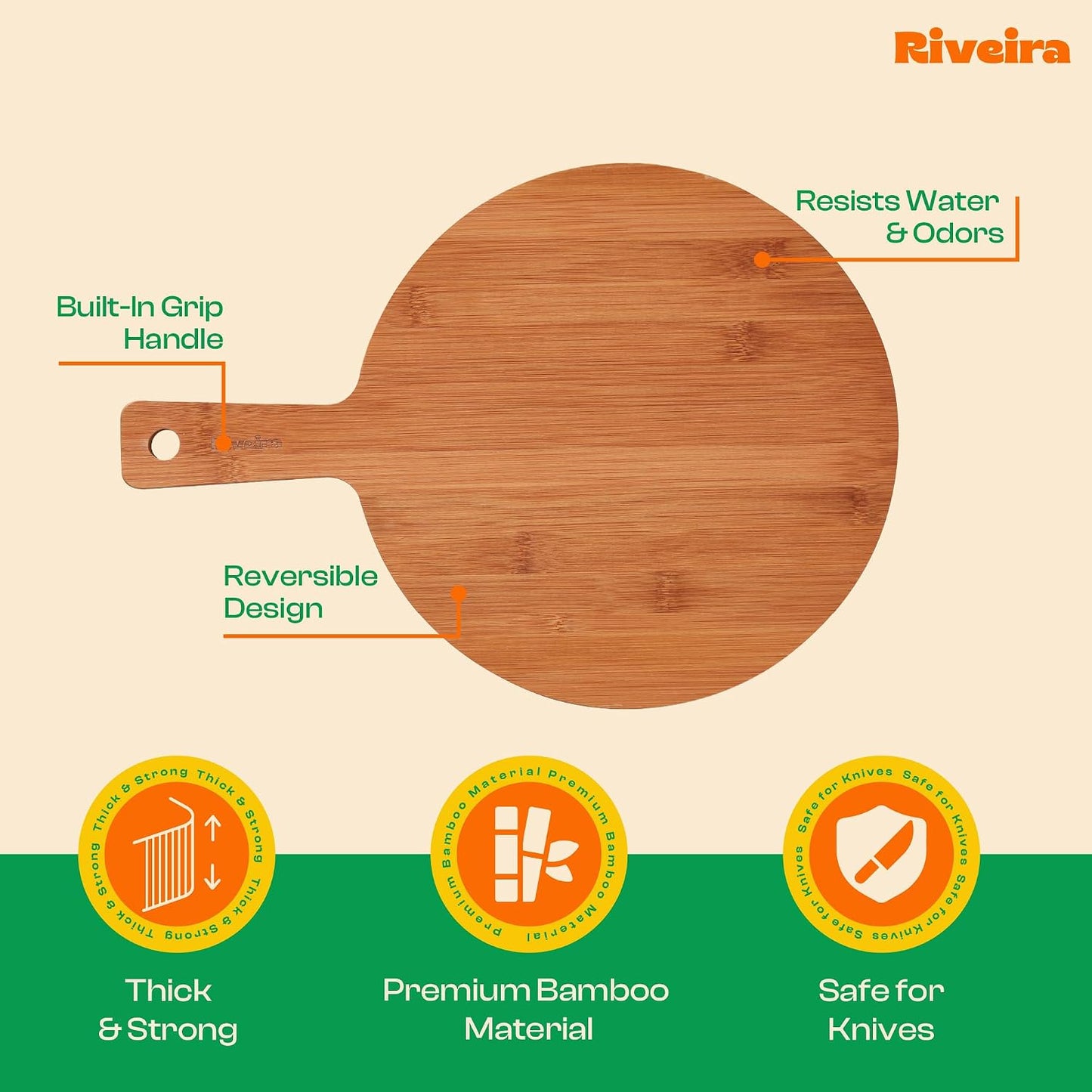 Riveira Brown Bamboo Wood Cutting Board – Gourmet Bamboo Grandeur: Wooden Cutting Board – Wooden Cutting Boards For Kitchen Decorative – Innovative Juice Grooves Wooden Chopping Board