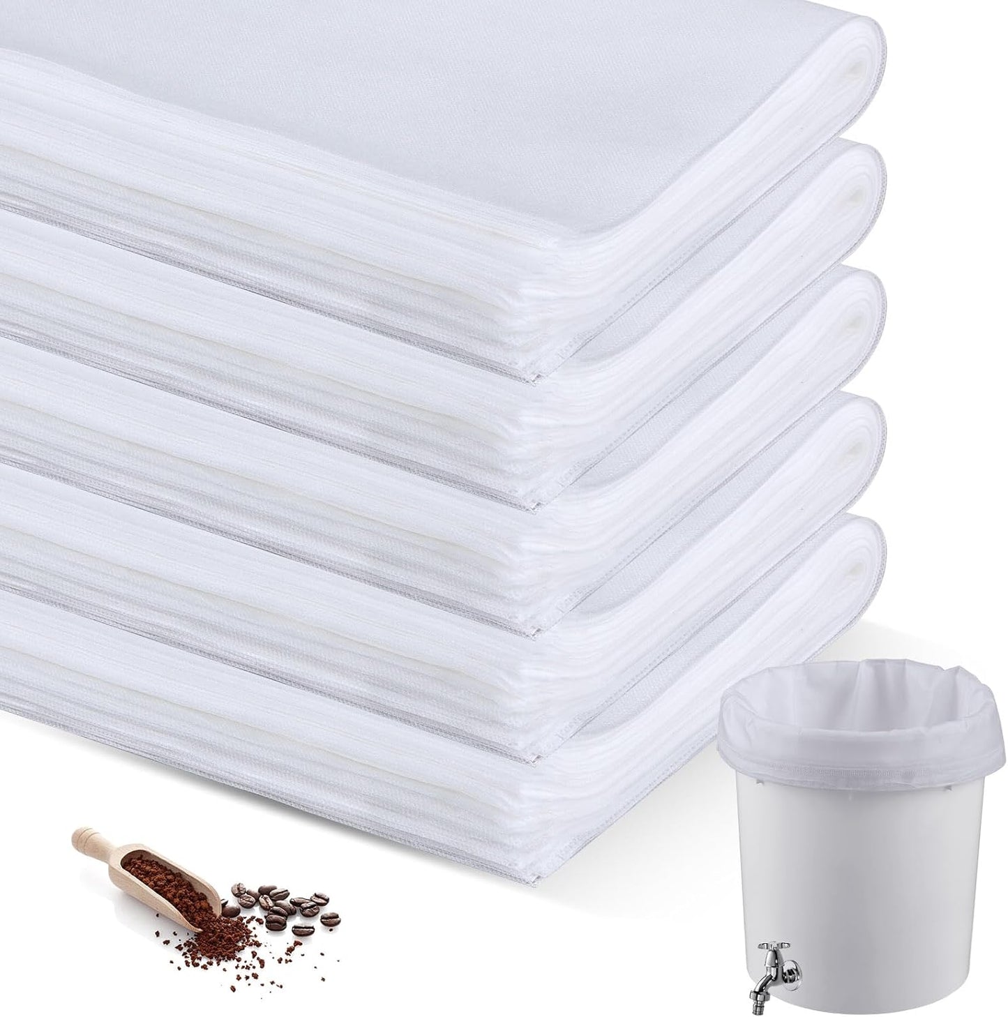 100 Pcs 20" x 20" Commercial Home Cold Brew Coffee Filter Bags with Drawstring, Disposable for Comme