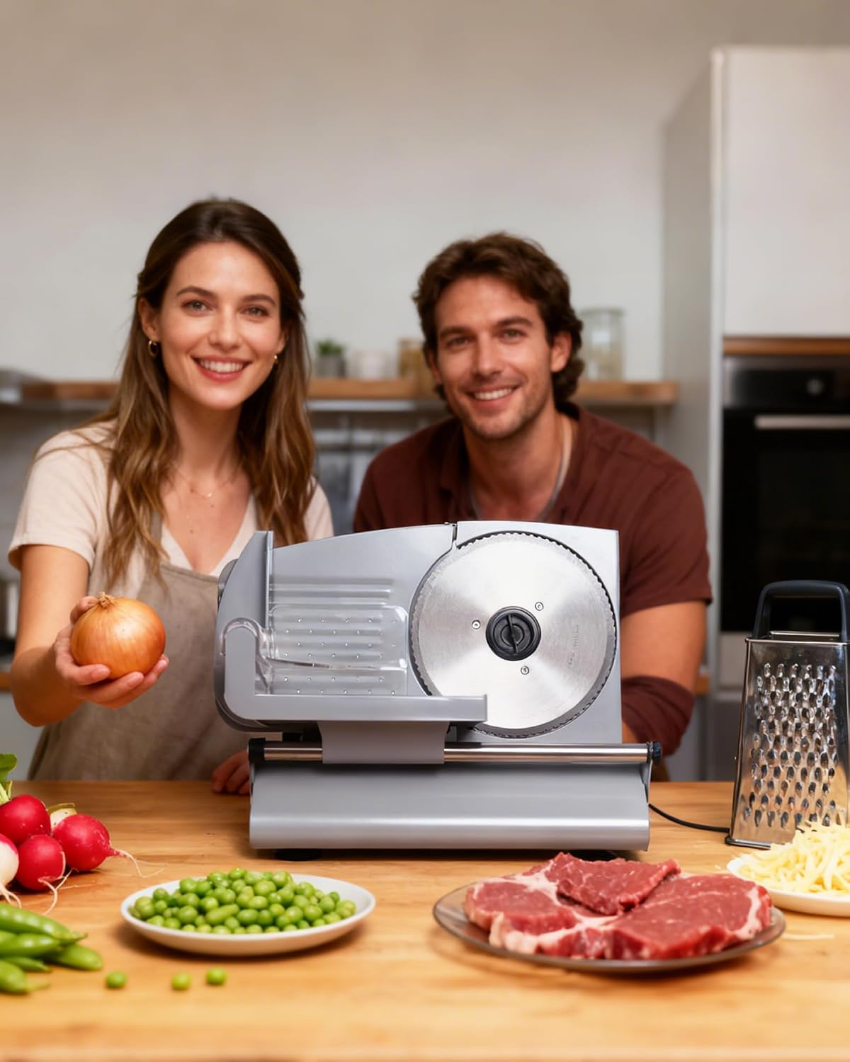 Pterying 200W Electric Meat Slicer, 2 Removable 7.5" Stainless Steel Blades