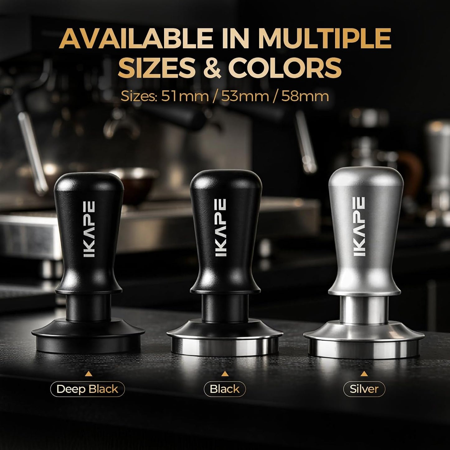 IKAPE 53.3mm Espresso Tamper, Premium Barista Coffee Tamper with Calibrated Spring Loaded, Threaded Stainless Steel Base Tamper Fits for Breville Series 54mm Portafilter Basket
