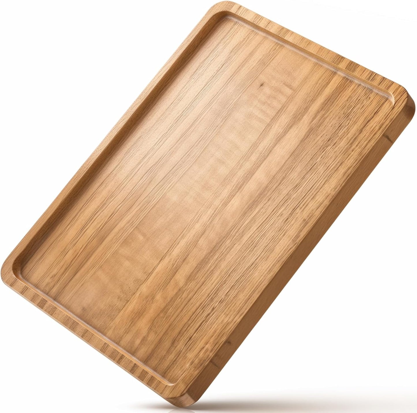 Wood Tray for Coffee Tea Large Wooden Serving Tray for Food Fruit Snack Decorative Serving Platter,