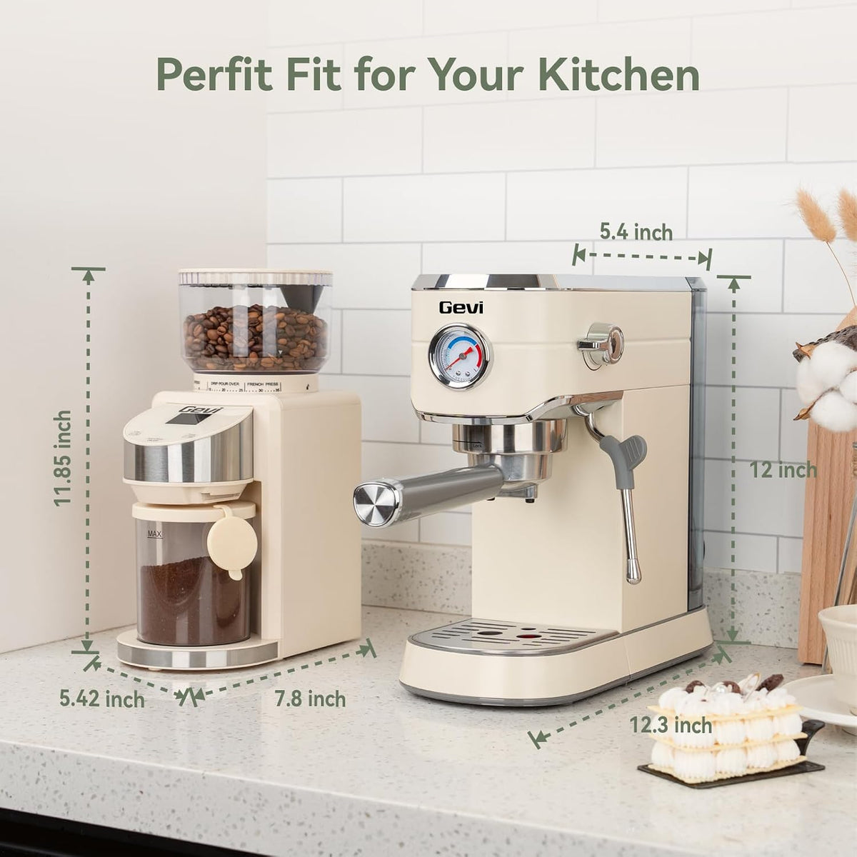 Gevi 20 Bar Espresso Machine with Conical Burr Anti-Static Coffee Grinder