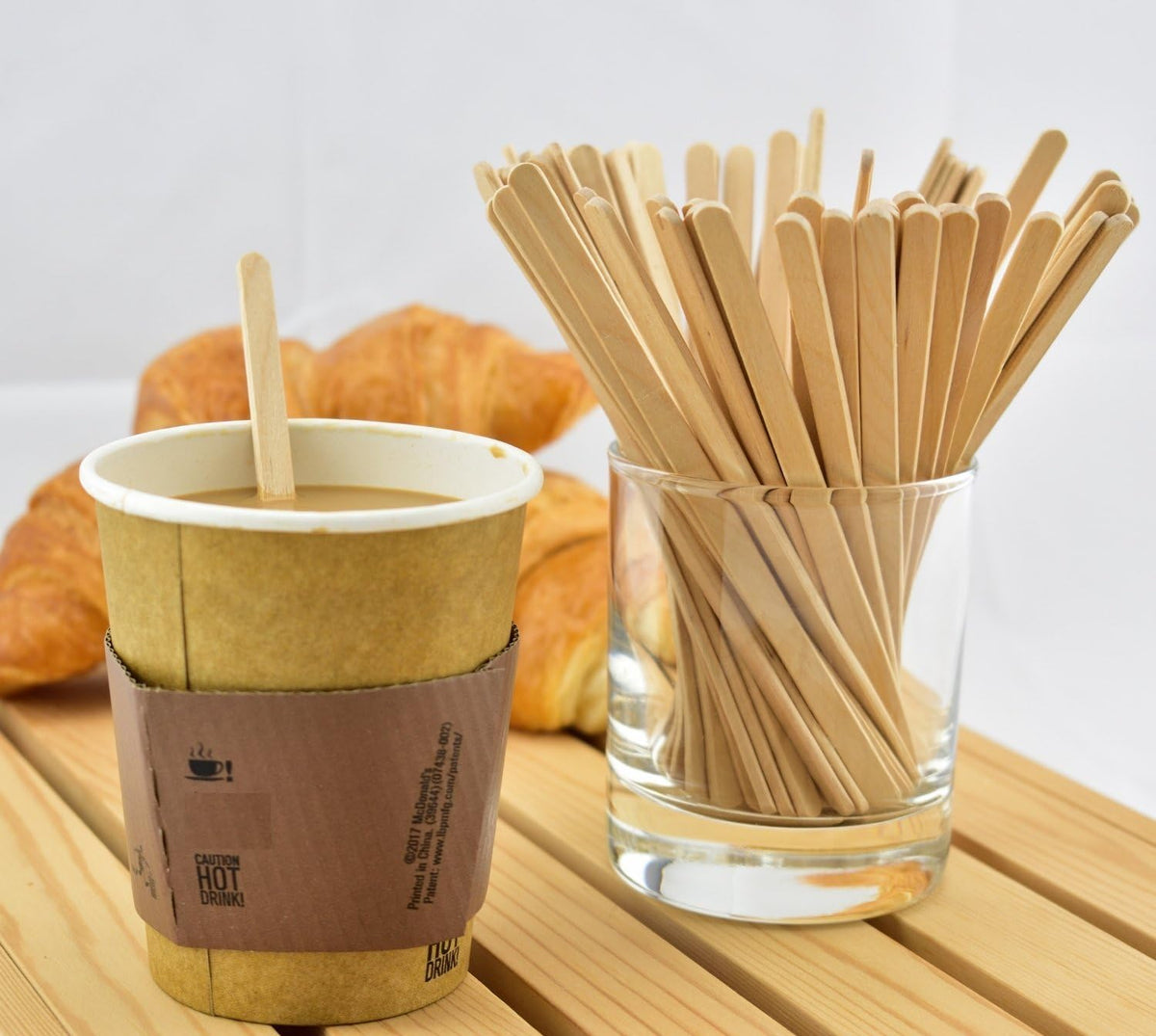 Gmark 7.5-Inch 1.8mm Individually Wrapped Wooden Coffee Stirrers (500 Count) - Heavy Duty Birch Wood Stir Sticks in Eco-Friendly Kraft Paper - Extra Long Disposable Beverage Mixers Tall Lattes GM1010