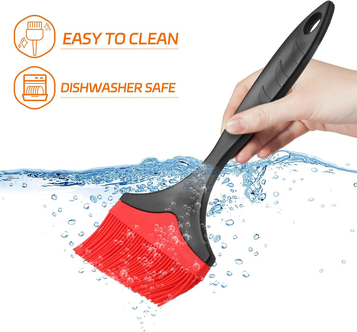 Large Silicone Basting Pastry Brush - Silicone Basting Brush for Grilling,Heat Resistant Brushes Spread Oil Butter Sauce for Cooking Baking BBQ,3.95inch Extra Wide Grill Basting Brush(Red 2)