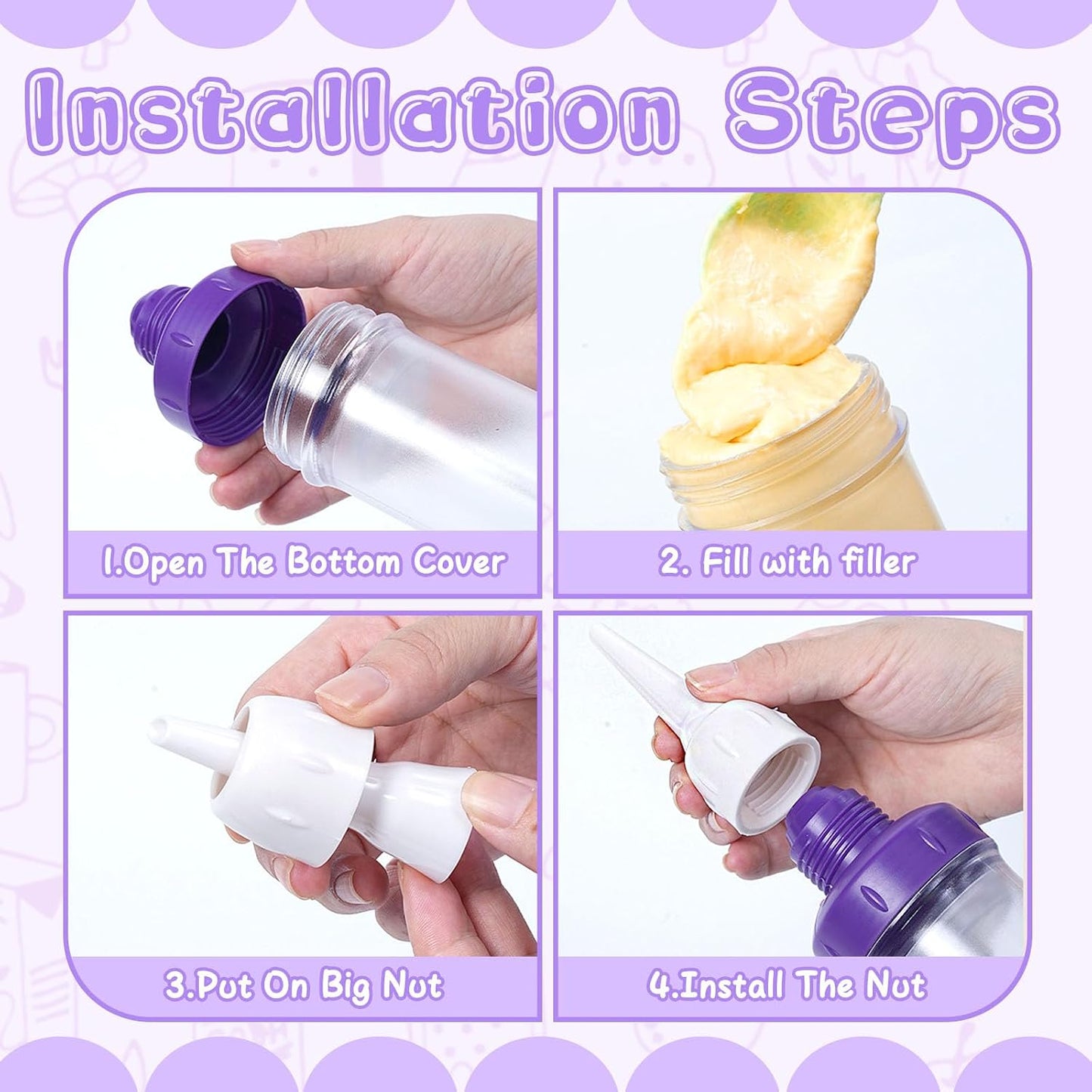 JAYVAR Dessert Decorating Syringe Set, Icing Dispenser Tool | Dessert Decorator Pro, 7 Icing Nozzles, 9 Silicone Cake Cup, Cake Decorating Gun for Frosting Cream