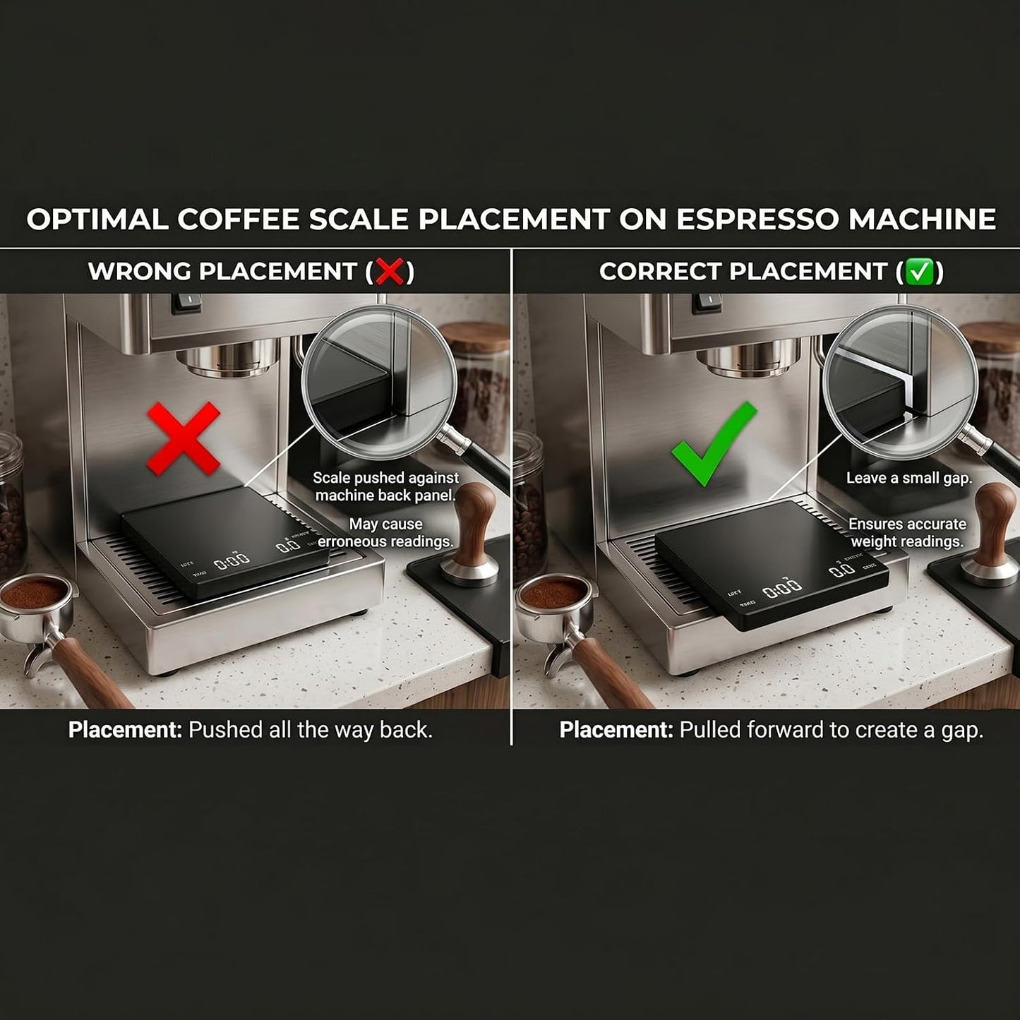 Coffee Scale with Timer, 0.1g Precision Mini Espresso Scale | Compact USB-C Rechargeable Digital Kitchen Gram Meter, 6 Units, Fits Drip Tray for Pour Over, Barista, Matcha, Bean Brewing