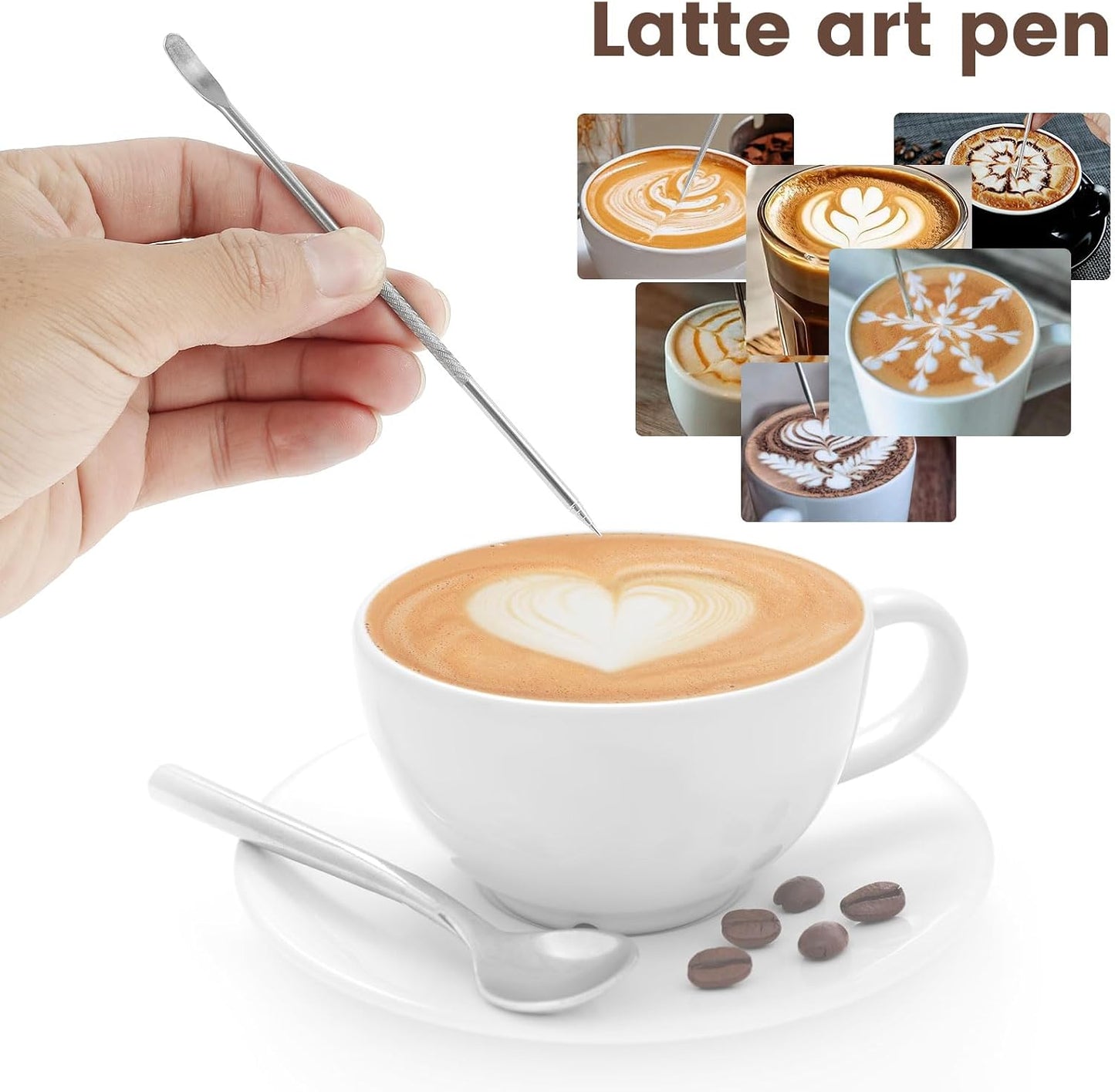 4PCS Milk Frothing Pitcher, 12oz/350ml Stainless Steel Milk Frother Cup, Espresso Coffee Jug for Latte Art Cappuccino, Barista Milk Cup with Decorating Pen for Home Barista and Coffee Bar
