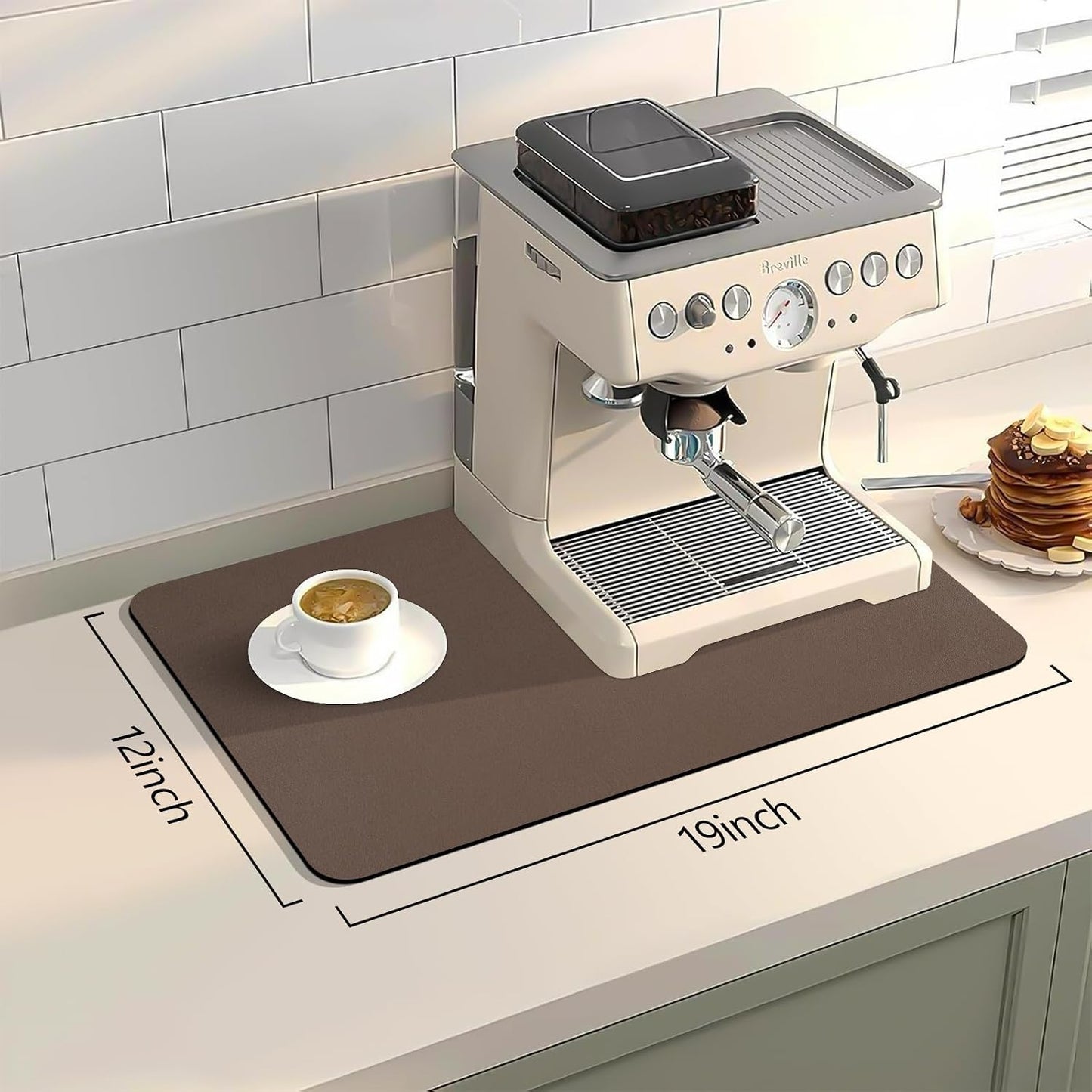 Bloss Coffee Mat, Bar Mat, Hide Stain Absorbent Drying Mat with Waterproof Rubber Back, Fit Under Coffee Maker Machine Pot Espresso Machine(12.2"x19.7", Brown)