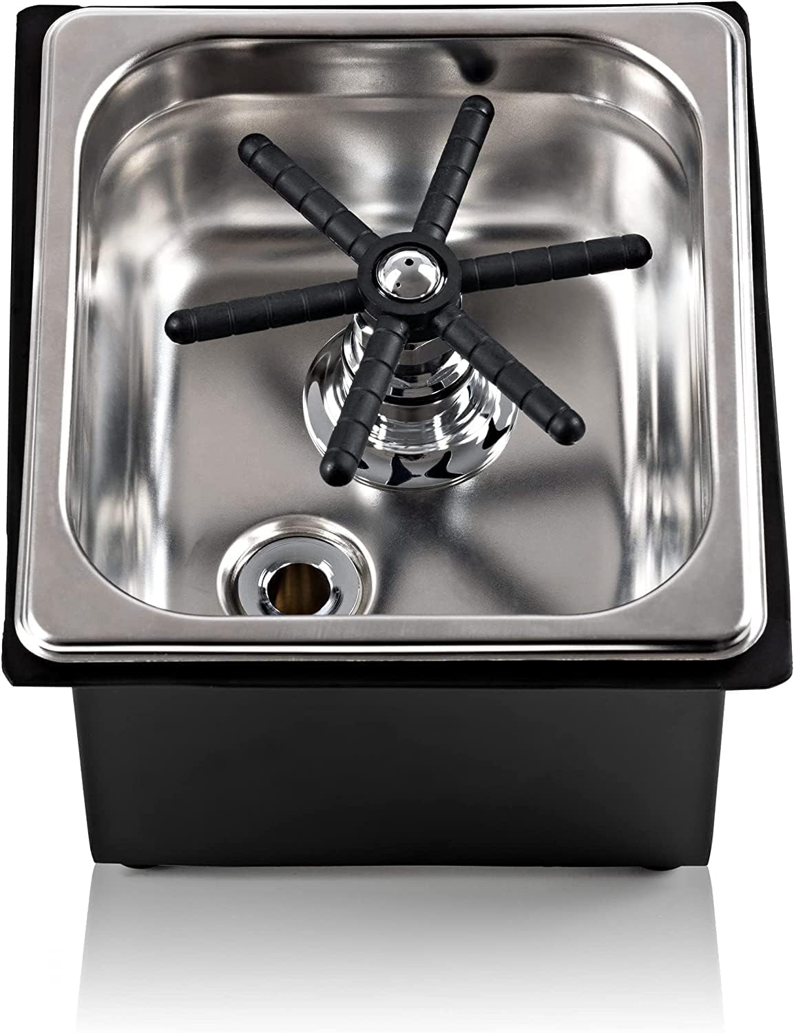 Coffee Armada Glass and Pitcher Rinser – Stainless Steel – High Pressure Auto Jet Washer Press – Essential item for Professional Coffee Shops and Bars 7.3” x 6.9” x 4.5”