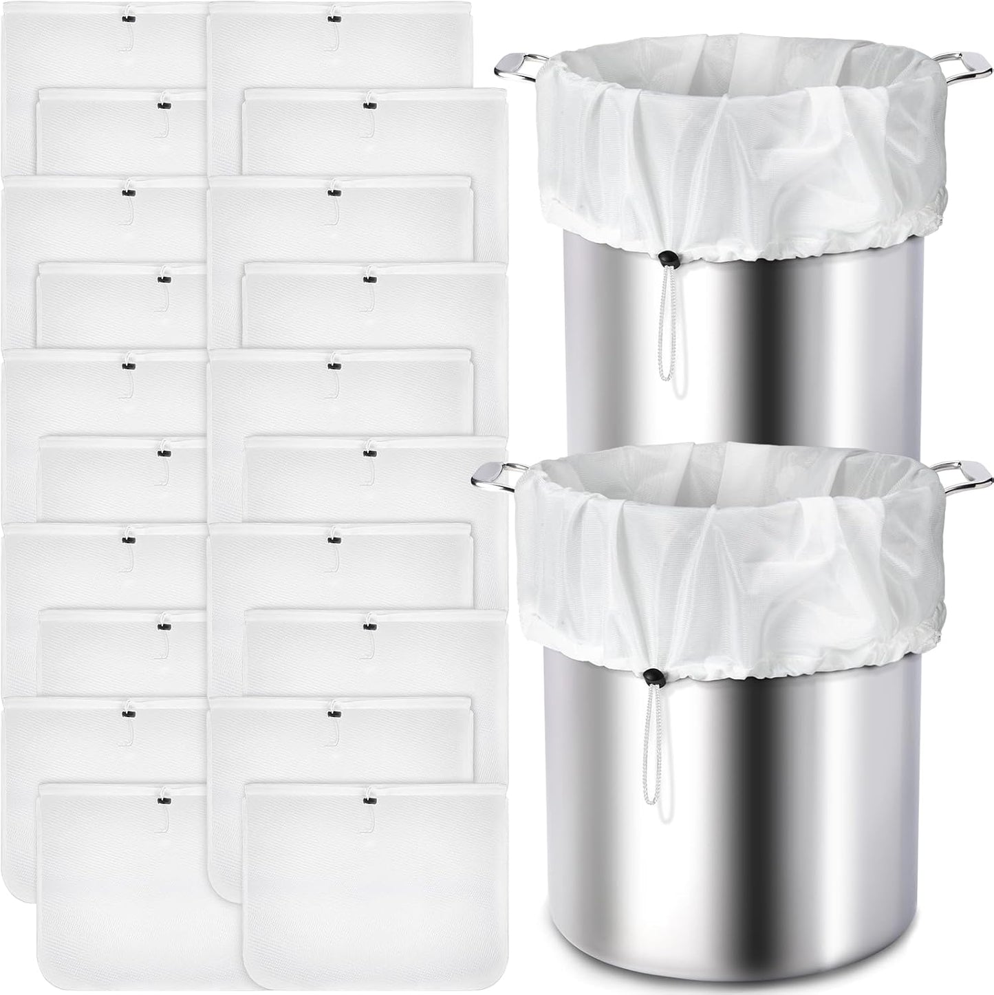 Chumia 20 Pack Brew Bags Reusable Extra Large 26 x 22'' Fine Mesh Strainer Cold Brew Filters Drawstr