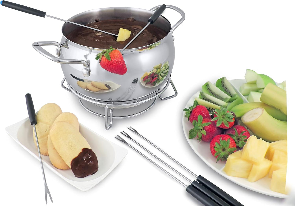 Swissmar Mont Brule Electric Fondue Set, 9-Piece, 2.1 Quart, Stainless