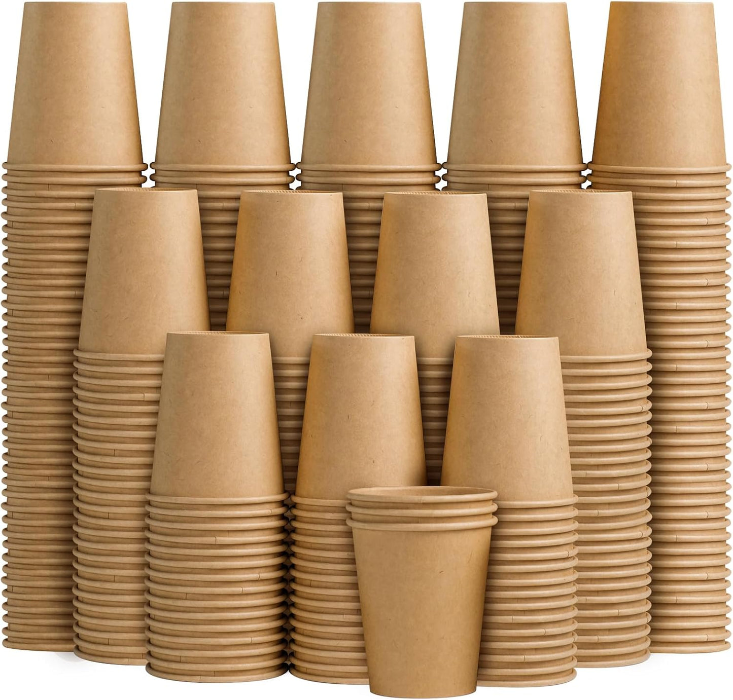 180 Pack 8 oz Paper Cups, Brown Kraft Disposable Paper Coffee Cups, Unbleached Paper Cups for Hot/Co
