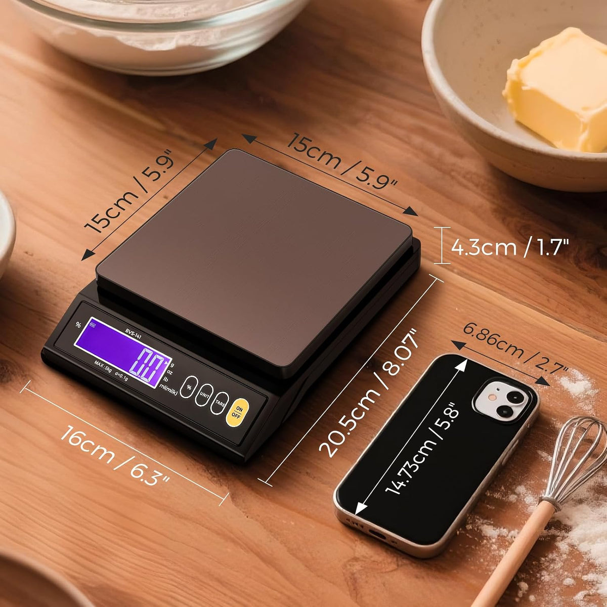 Baking Scale 0.1 Gram Accuracy Digital Scale for Kitchen, Candle, Soap and Sourdough Bread Making, with Percentage Weighing Function, Weigh in Grams, Pounds and Ounces (10 lb)