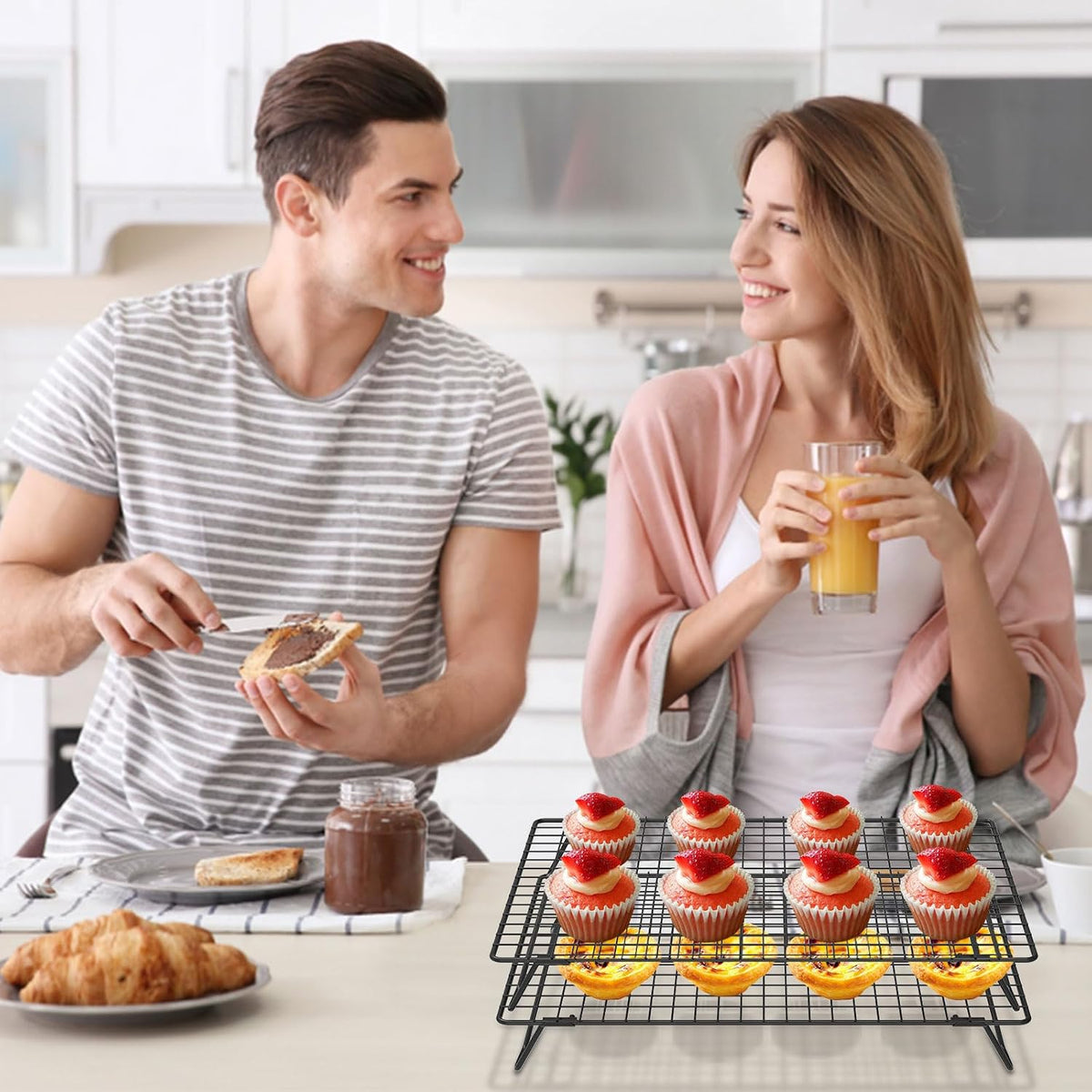 2-Pack Stackable Cooling Racks for Cooking and Baking, 13.4" x 9.4"