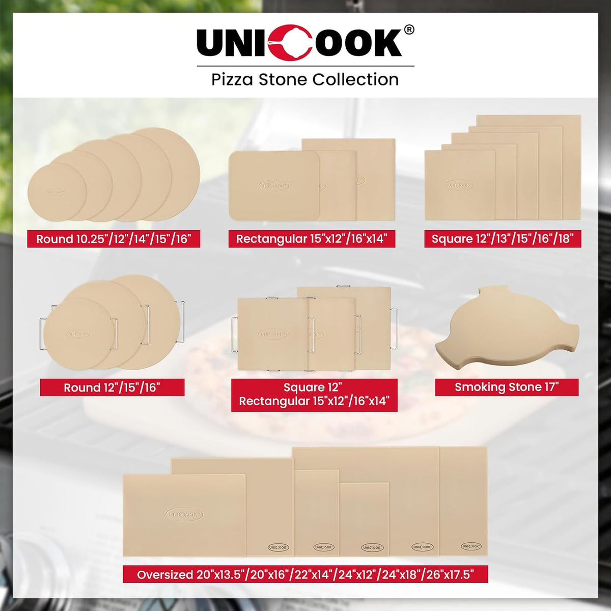 Unicook Pizza Stone for Oven & Grill, 10" Dia Round Cordierite Baking Stone