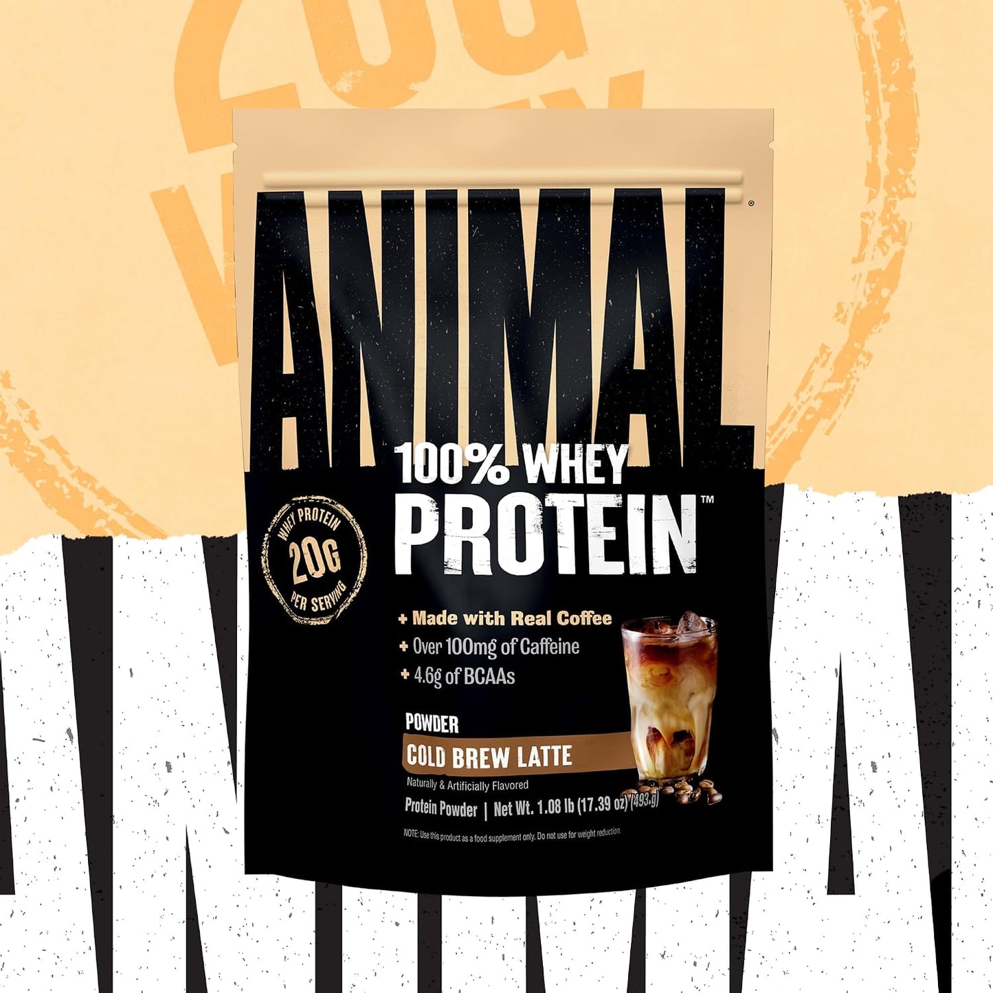 Animal 100% Whey Protein Powder, 20G High Protein | Cold Brew Coffee 1LB | Real Coffee Blend with 100mg Caffeine | Build Muscle & Recover Faster | Low Carb, Low Sugar, Great Taste | Pre & Post Workout
