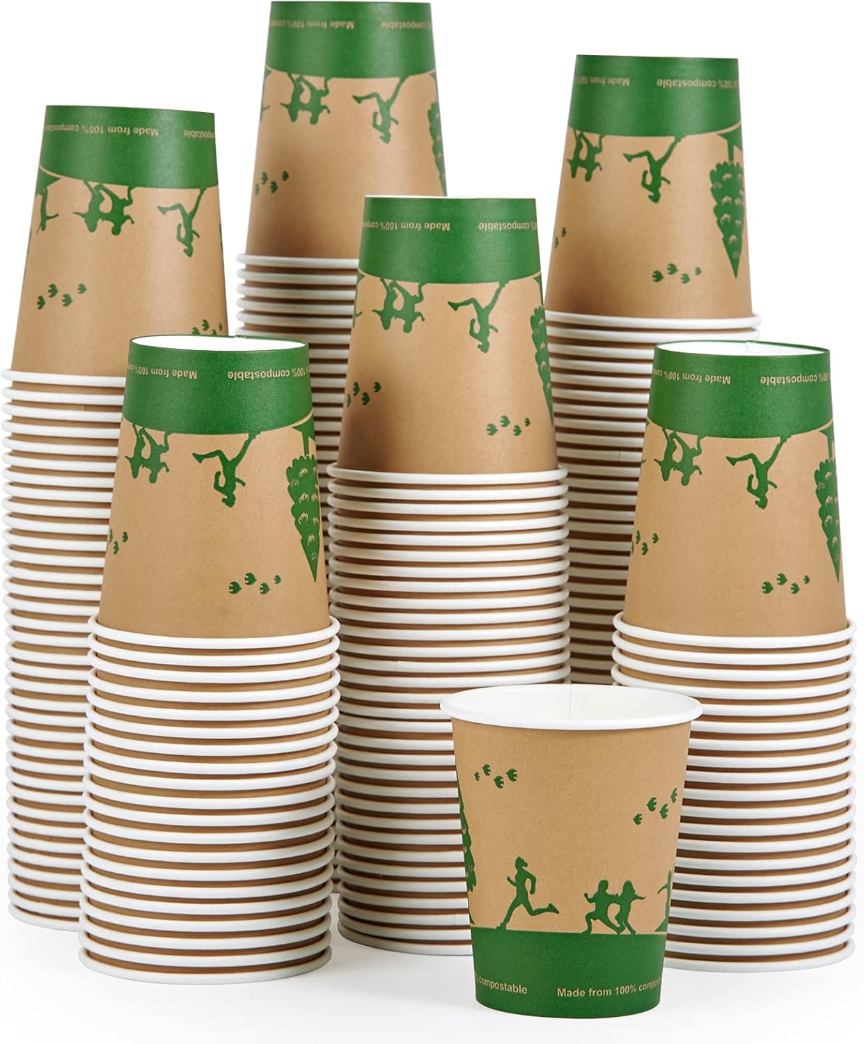 ECOLipak 300 Count Compostable Paper Cups, 8 oz Biodegradable Disposable Paper Coffee Cups with PLA