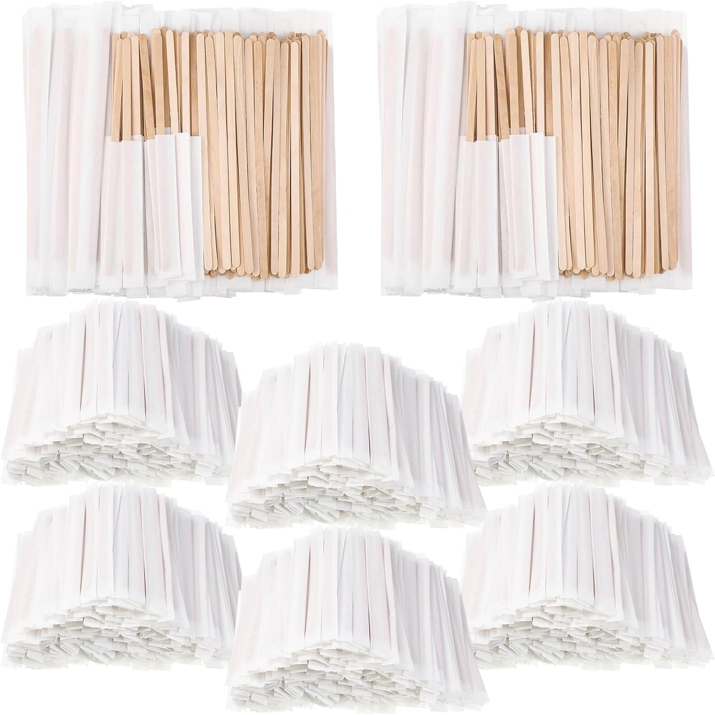 3000 Pcs Individually Wrapped Wooden Coffee Stirrers, Disposable Coffee Stir Sticks Round End Sticks