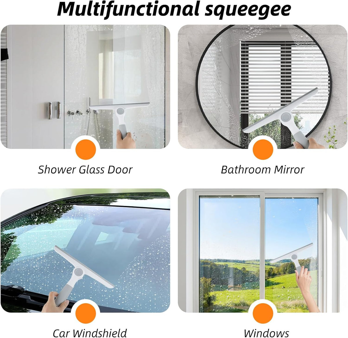 3 Pack Scrub Brush Set with Grout Brush, Shower Brush and Squeegee
