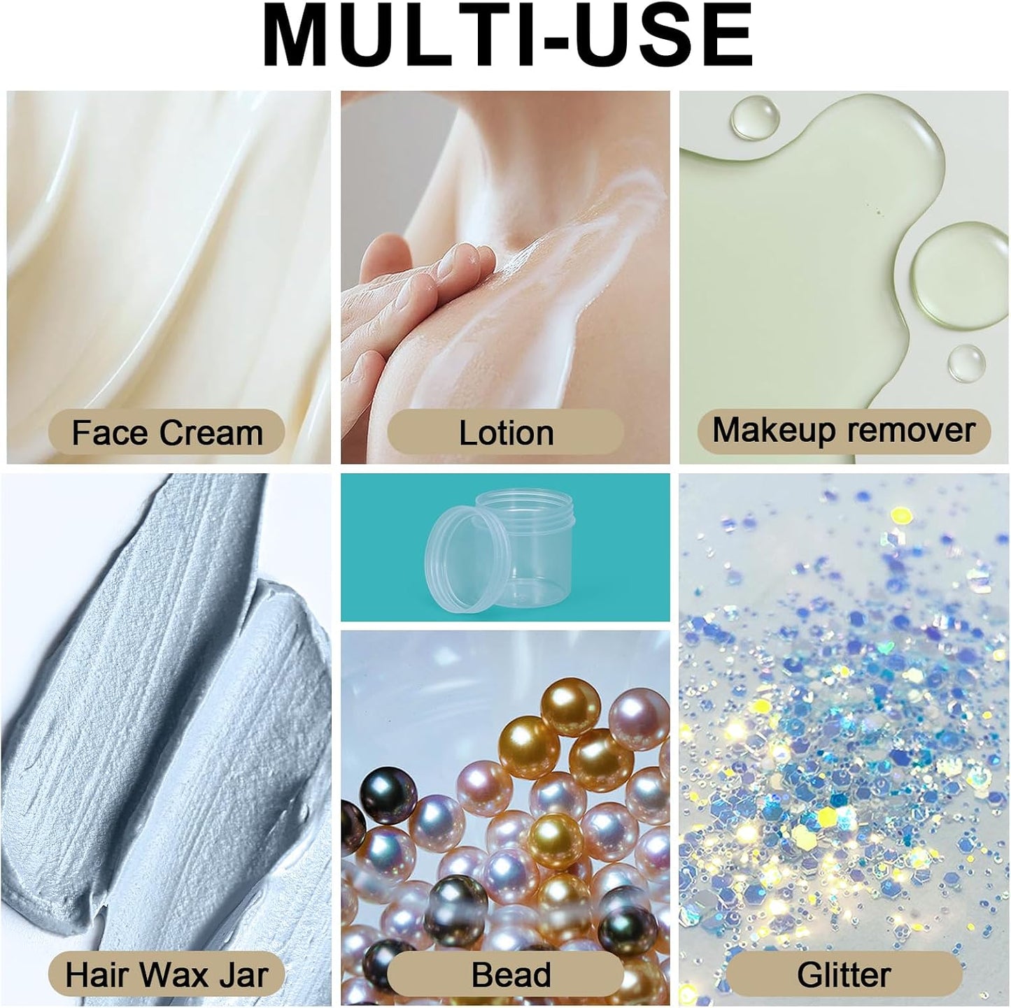 TSA Approved Wide Mouth Travel Size Containers, PP Clear & White Leak Proof Travel Plastic Jars with Lids for Creams Lotion Cosmetic, Jewelry Beads, Sample, Small Items Storage (1 oz, 8 Pcs)