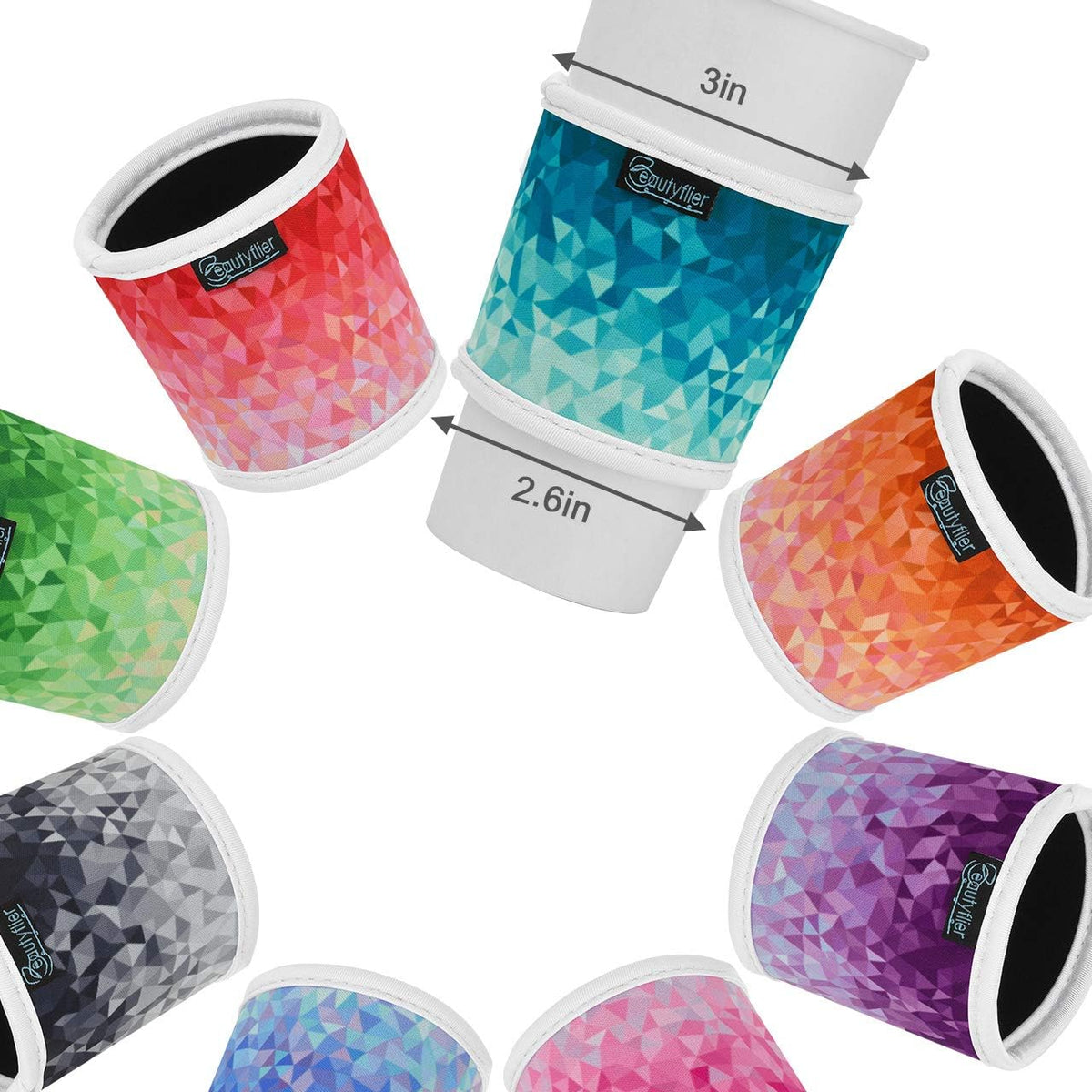 Beautyflier 8pcs Coffee Cup Insulated Sleeve, Reusable Neoprene Cup Holder