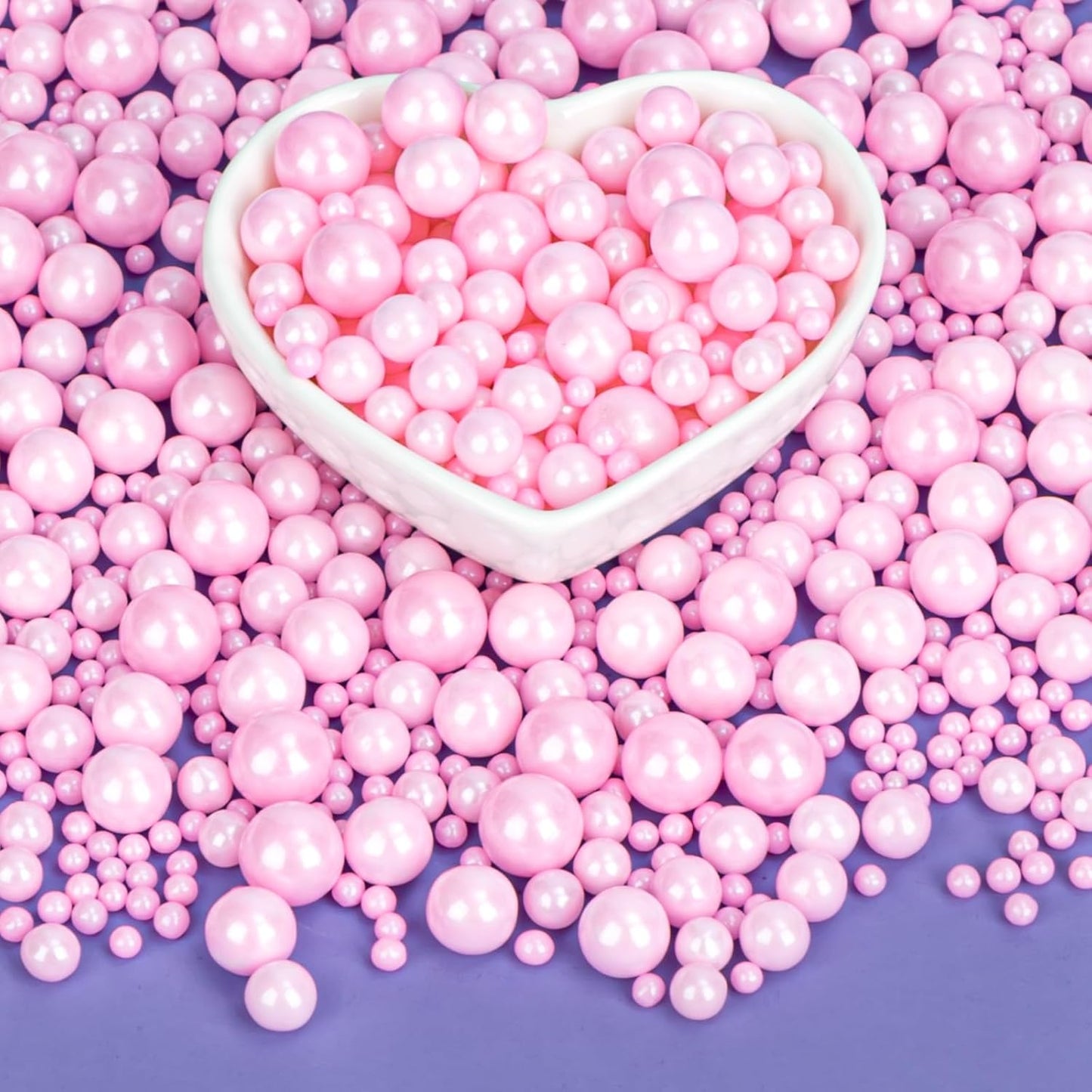 Twisweet Pink Pearl Sprinkles for Cake Decorating, Edible Sugar Pearls for Baking, Mix Size, Cake To