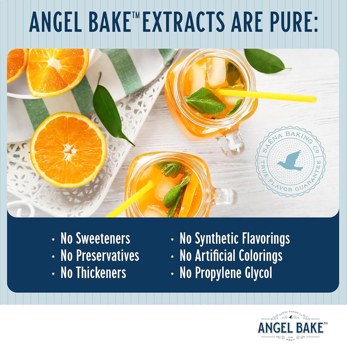 Angel Bake Pure Valencia Orange Extract, 5X Distilled, 1 Gallon | Bulk food safe culinary flavoring for baking, beverages, coffee, tea and confectionery; kosher, vegan, gluten free