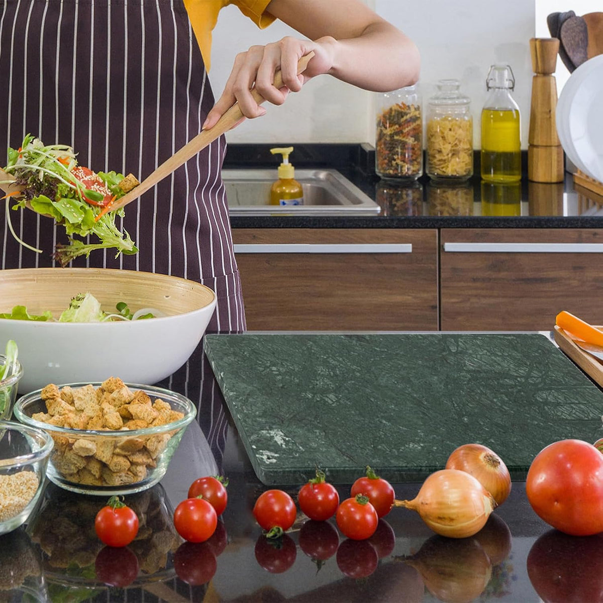 Green Marble Cutting Board for Kitchen, 12×20In Stone Cutting Board