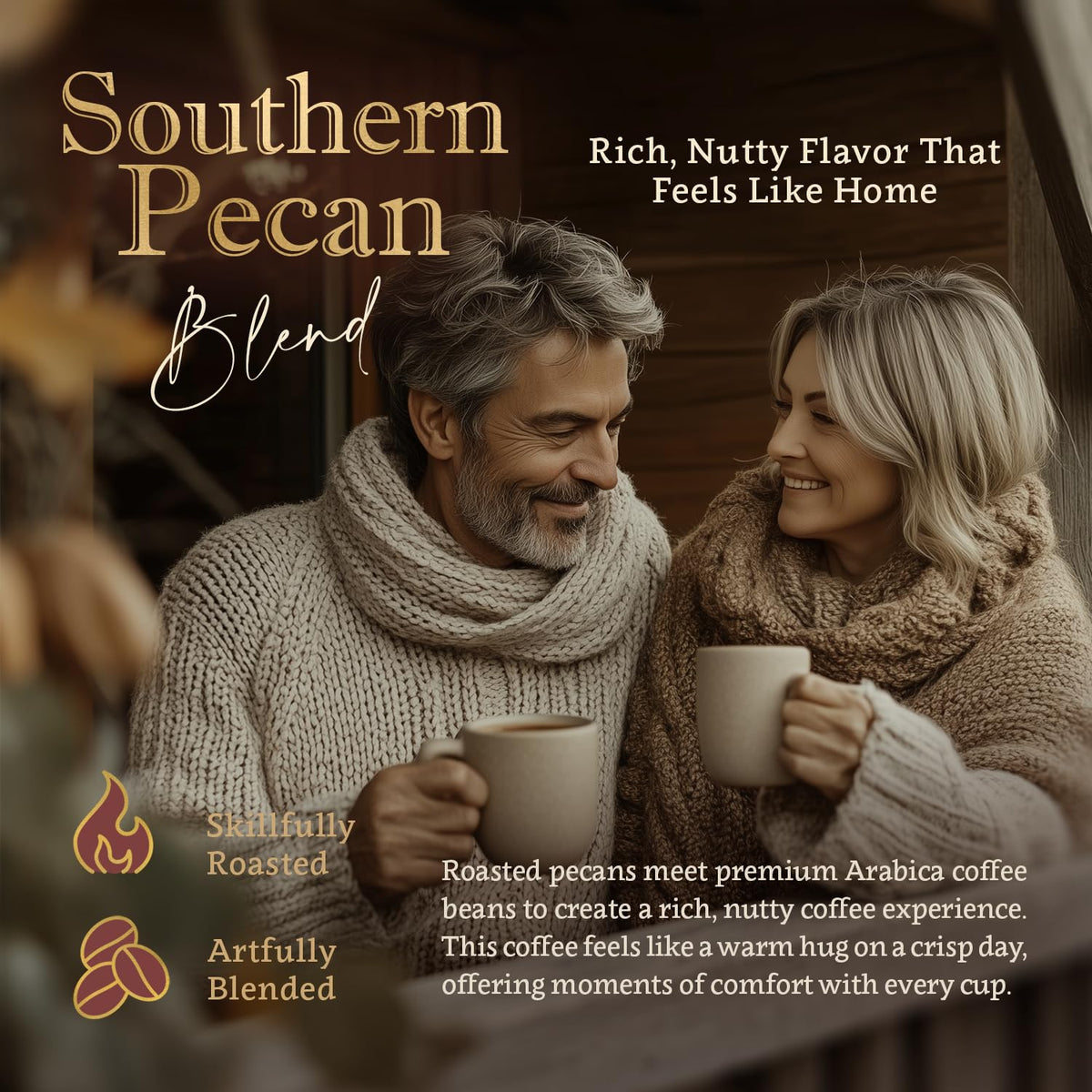 Organic Ground Coffee Medium Roast (16oz) - Southern Pecan Flavored | 100% Arabica, Single Origin and Low Acid - USDA Organic and Fair Trade Certified - Naturally Flavored Without Additives