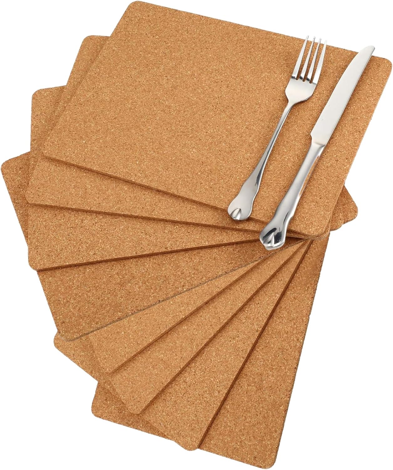 Boao 8 Pack Rectangle Cork Trivets for Hot Dishes 11'' x 8'' x 0.2'' Cork Plant Coasters Placemat Ho