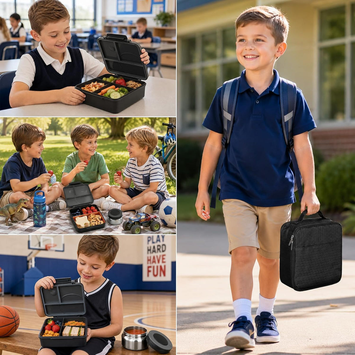 Itslife Bento Lunch Box for Kids with 8oz Soup Thermo&Lunch Bag