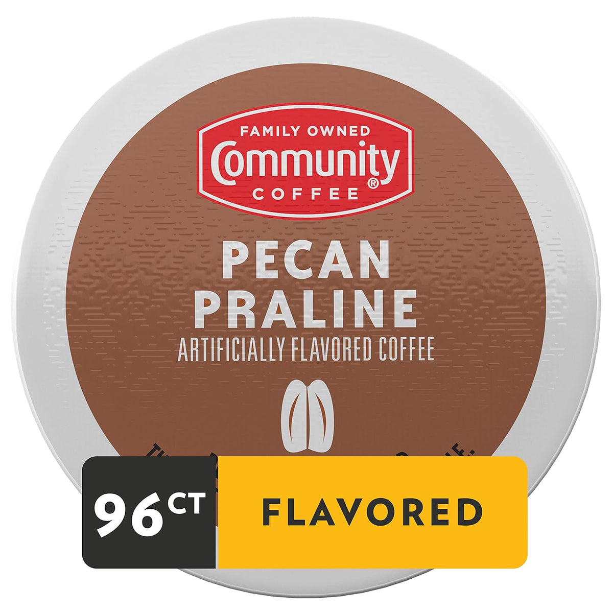 Community Coffee Pecan Praline Flavored 96 Count Coffee Pods, Medium Roast, Compatible with Keurig 2