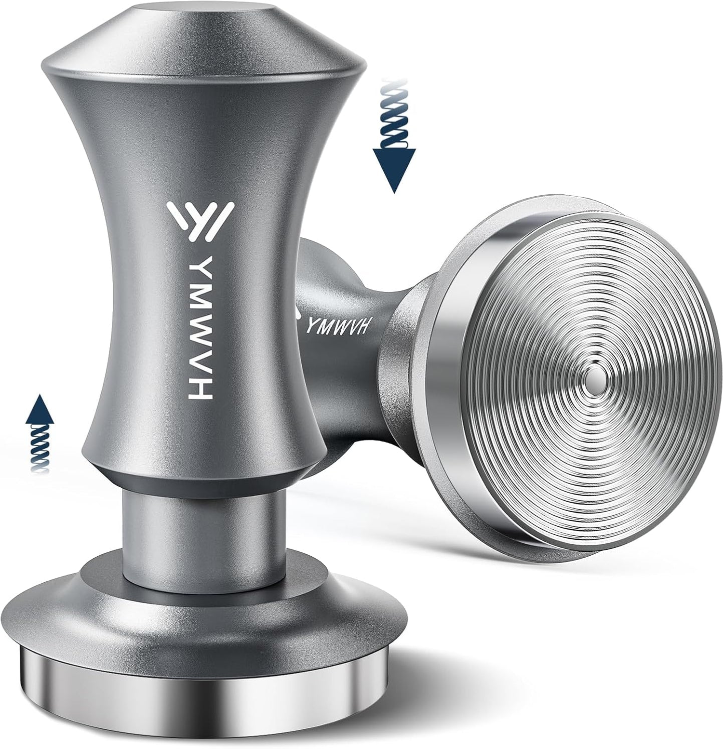 51mm Espresso Tamper, YMWVH Premium Barista Espresso Coffee Tamper Silver with Dual Spring Loaded 10